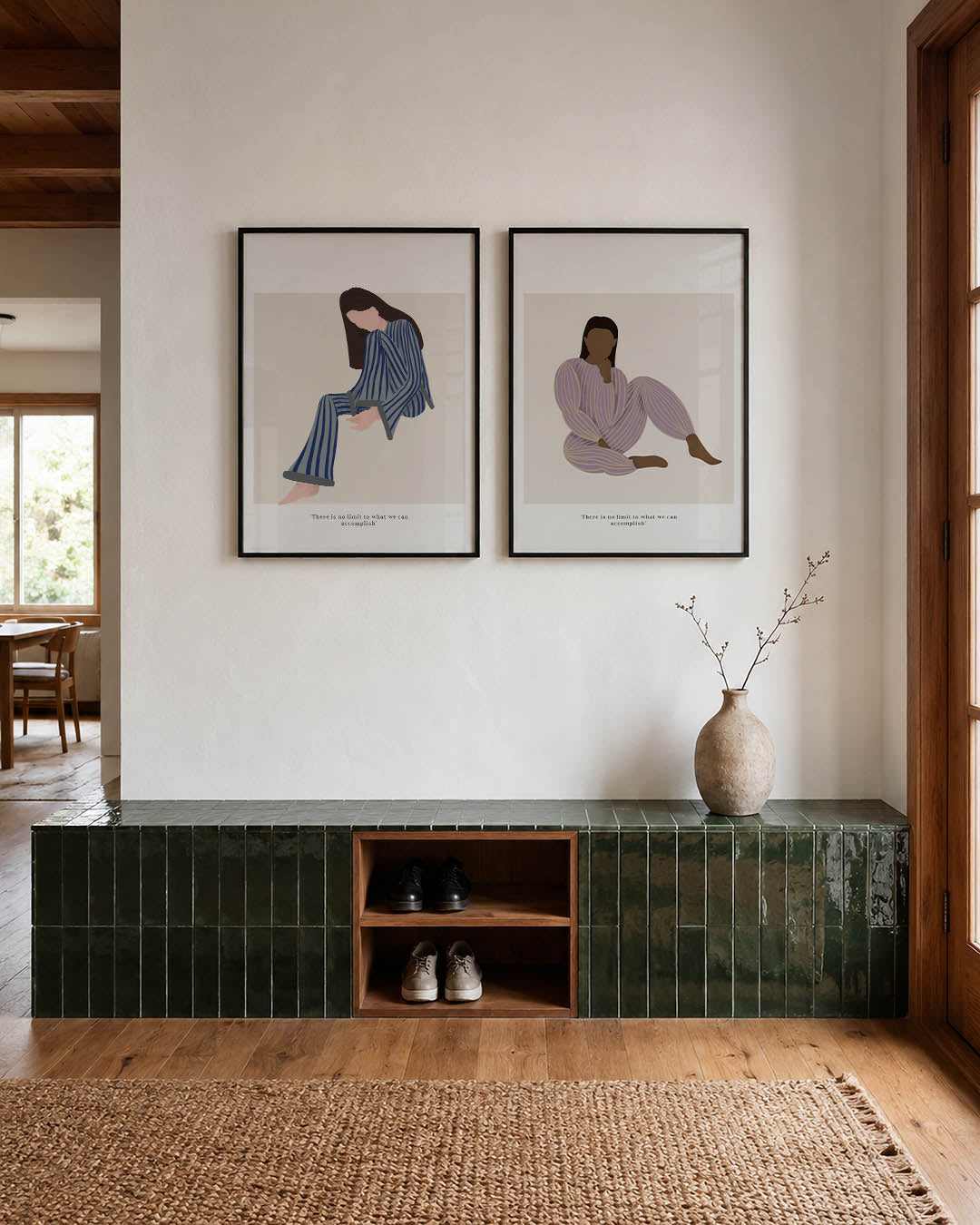 Gestreepte zithouding Posterset