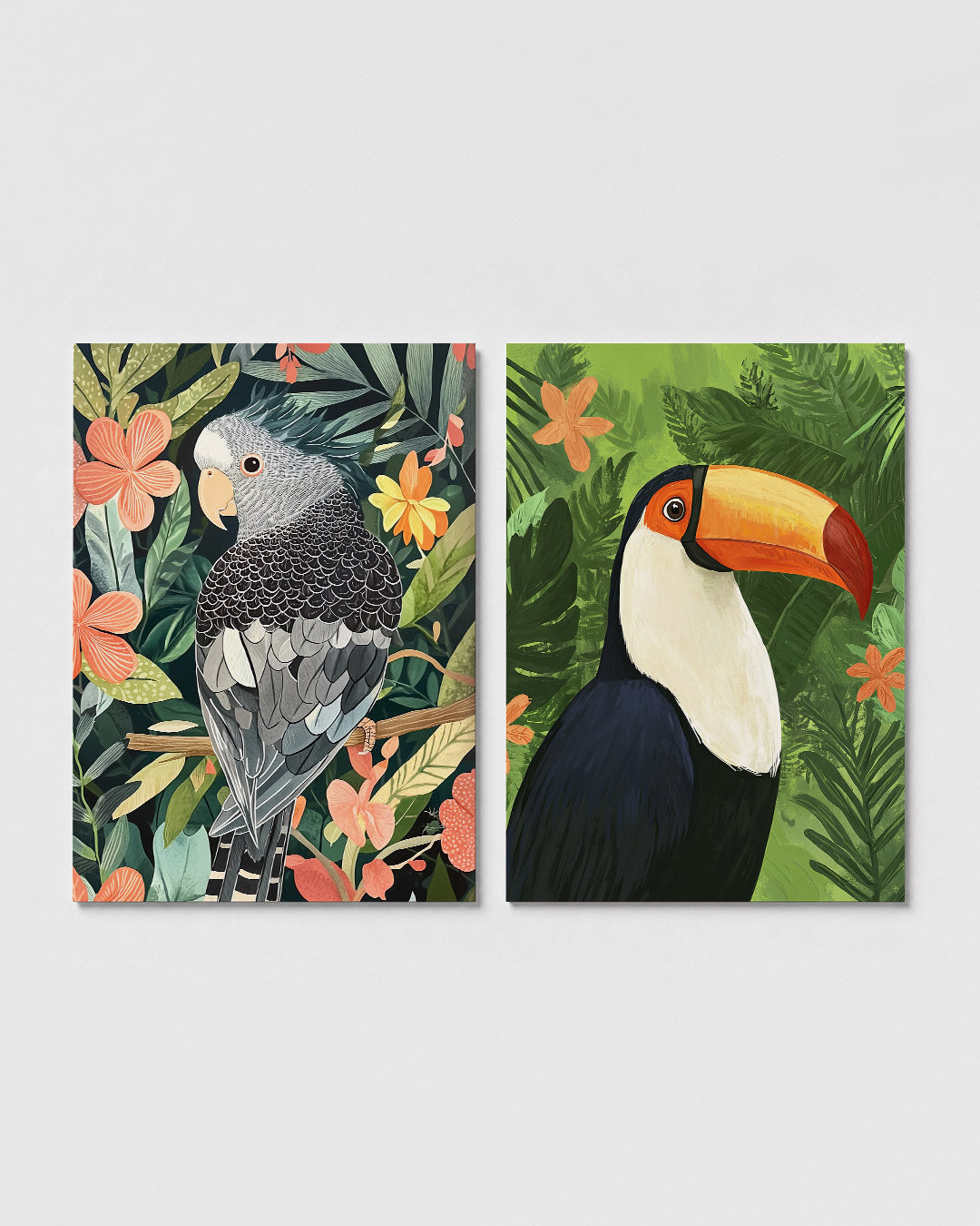 Vogel en bloemen Posterset