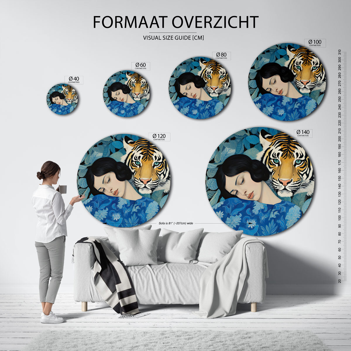 Vrouw en tijger Muurcirkel