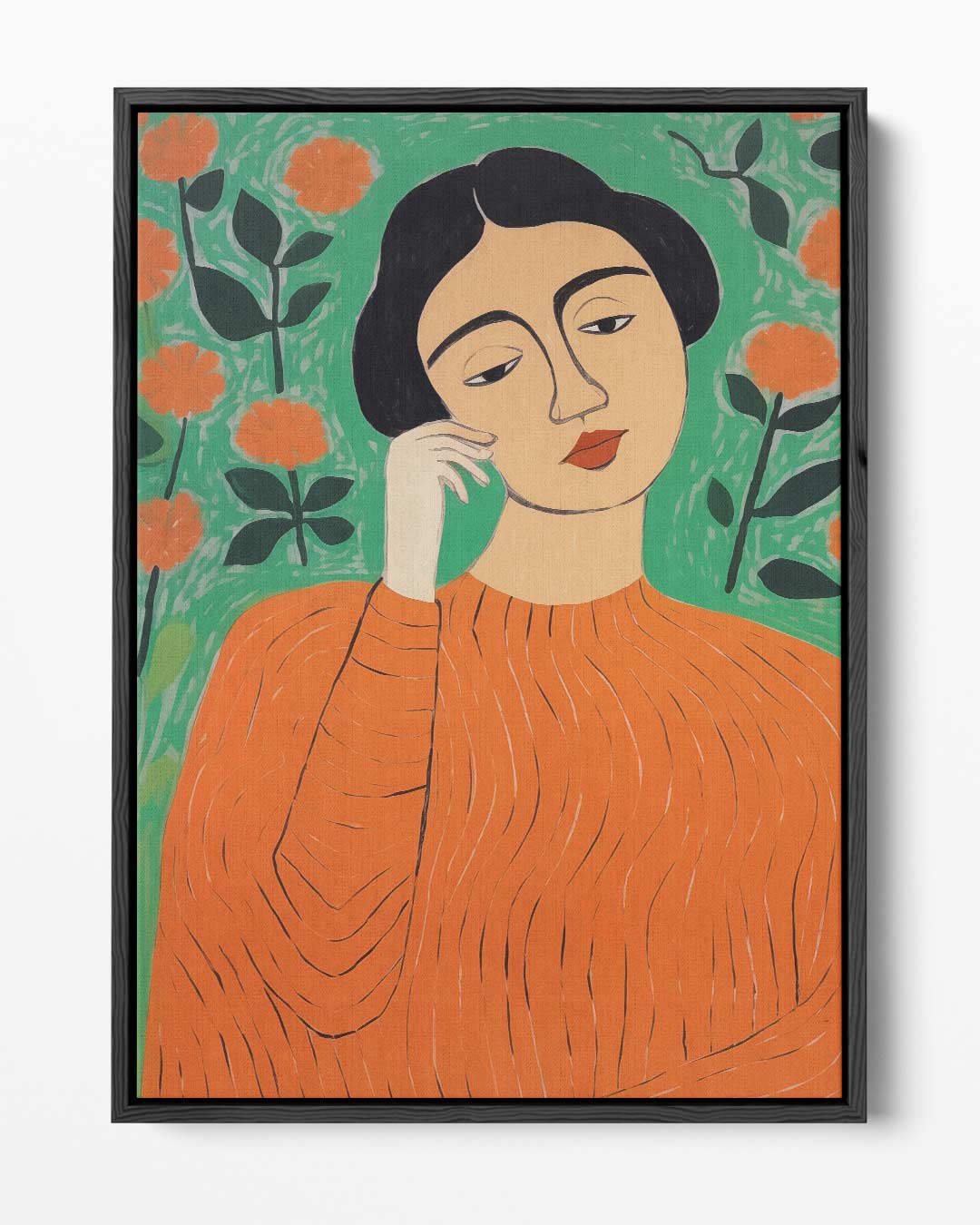 Dagdromende Vrouw in Bloemenpracht Kunstwerk-canvas-dibond-plexiglas-wanddecoratie-WallArtistic