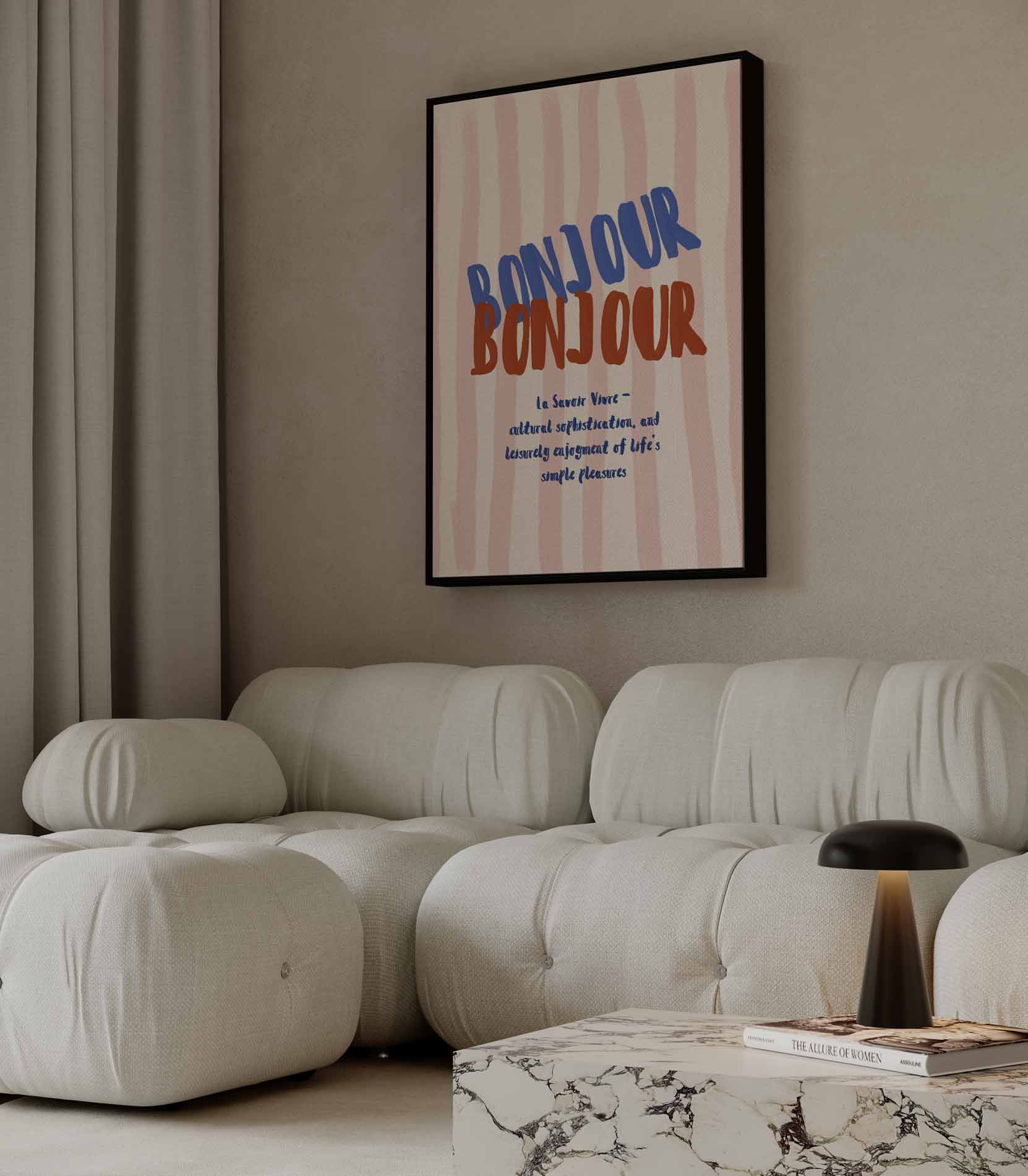 Bonjour Bonheur Kunstwerk-canvas-dibond-plexiglas-wanddecoratie-WallArtistic