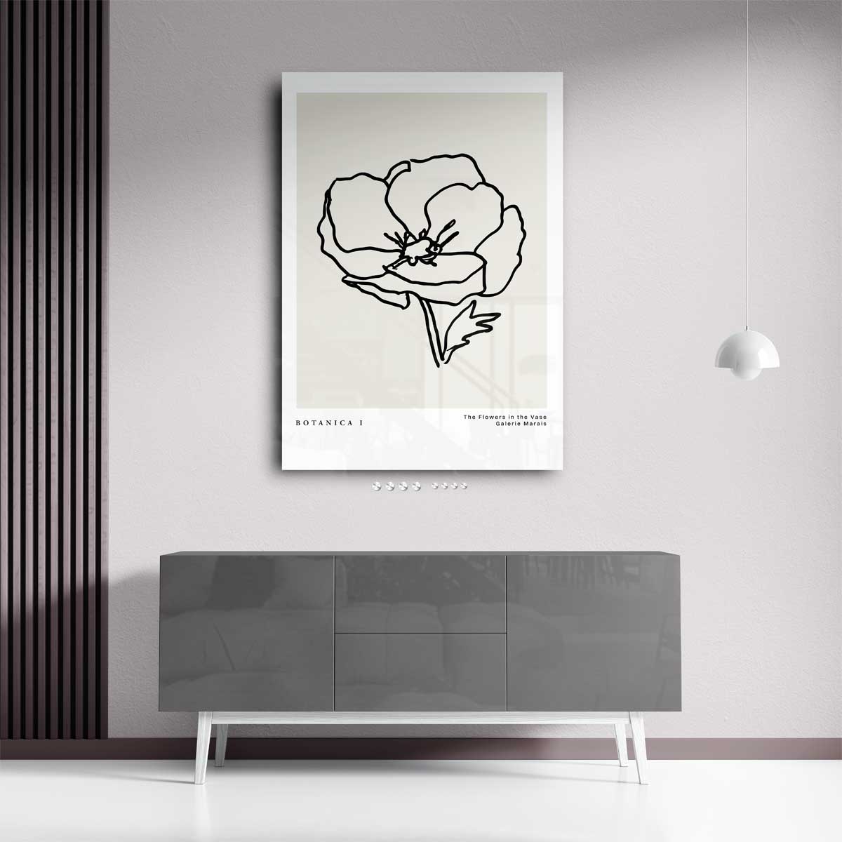 Botanica I Minimalistische Bloemenlijntekening Kunstwerk-canvas-dibond-plexiglas-wanddecoratie-WallArtistic