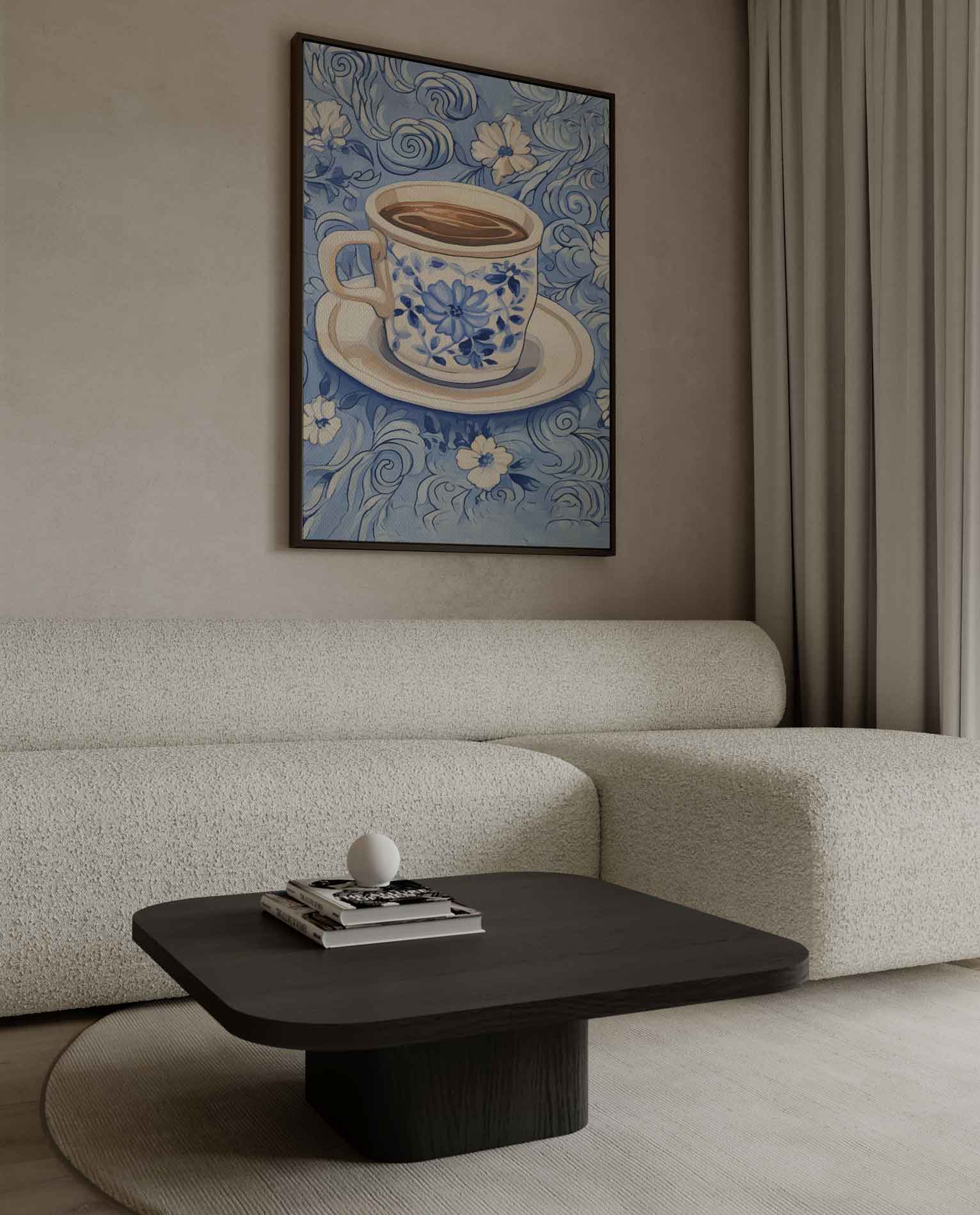 Blauwe Koffieochtend Kunstwerk-canvas-dibond-plexiglas-wanddecoratie-WallArtistic