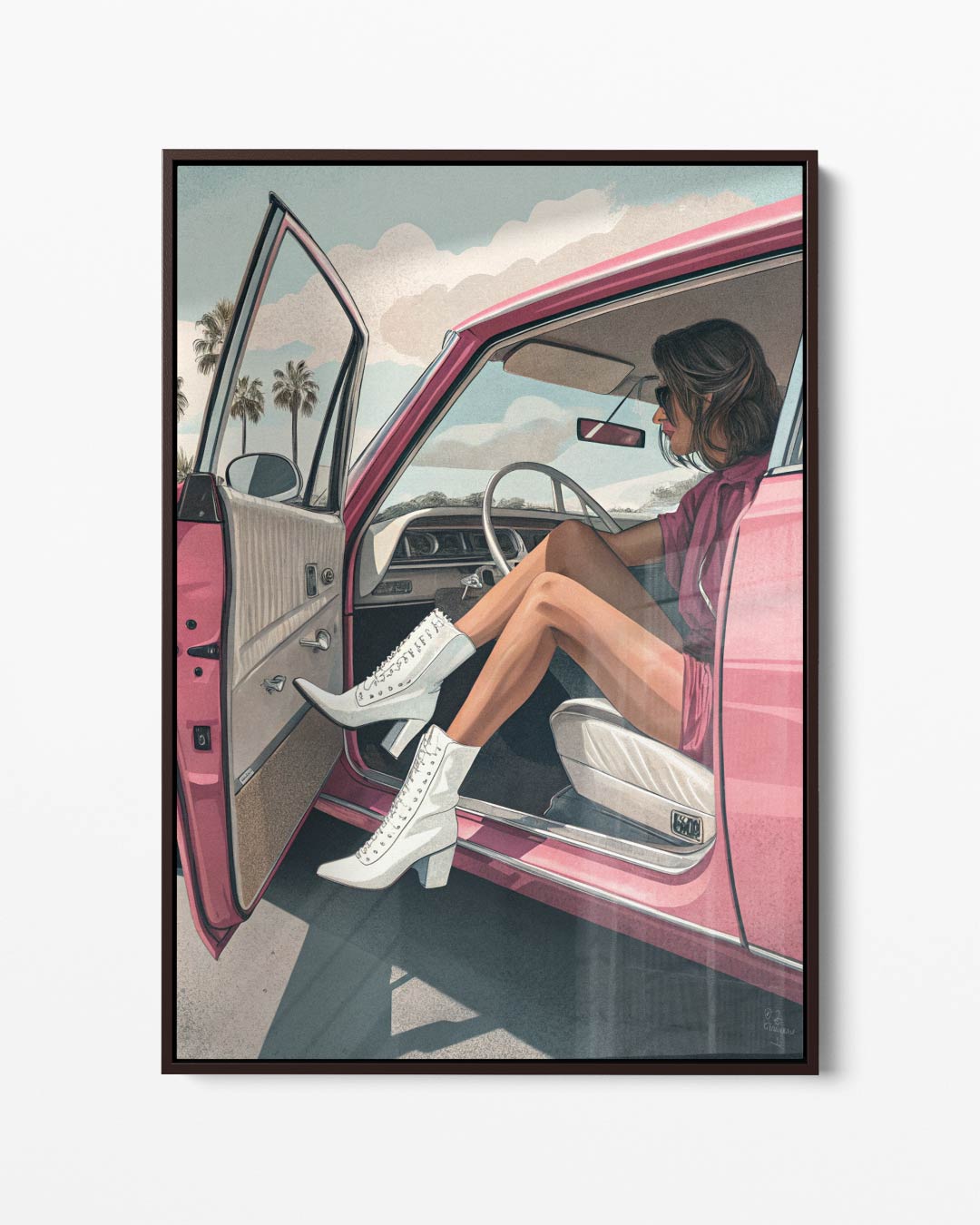 Retro Zomer Roadtrip Kunstwerk-canvas-dibond-plexiglas-wanddecoratie-WallArtistic
