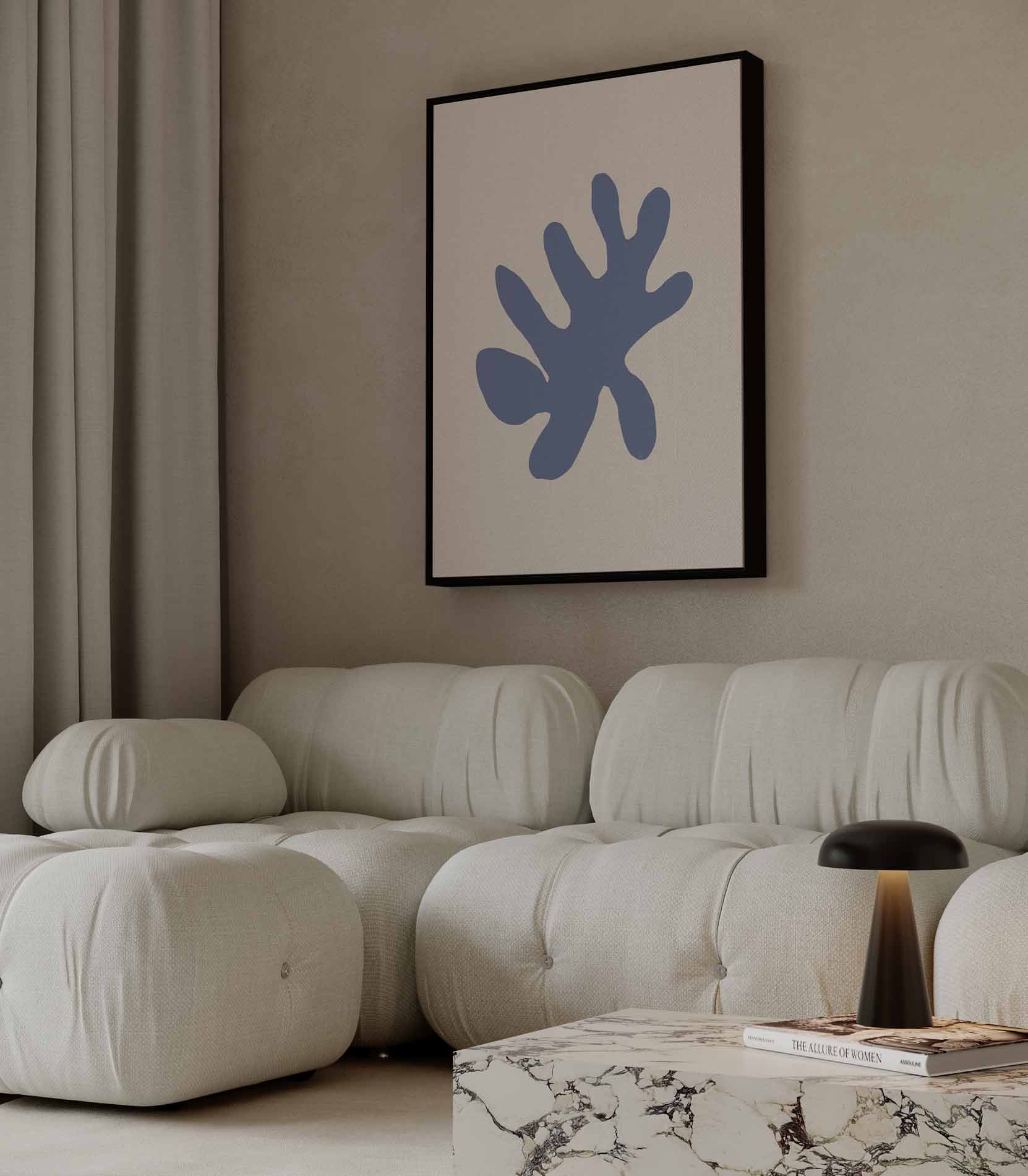 Abstracte Blauwe Vormenprint Kunstwerk-canvas-dibond-plexiglas-wanddecoratie-WallArtistic