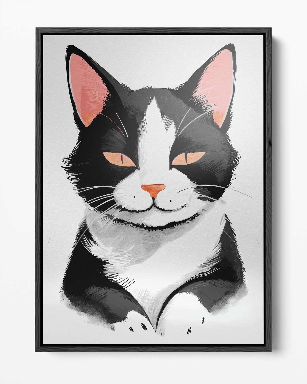 Charmante Kat Illustratie Kunstwerk-canvas-dibond-plexiglas-wanddecoratie-WallArtistic