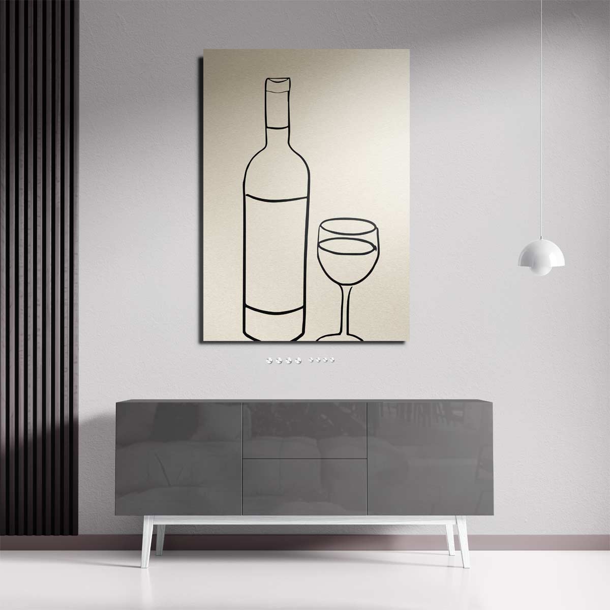 Wijn en Glas Minimalistische Lijntekening Kunstwerk-canvas-dibond-plexiglas-wanddecoratie-WallArtistic