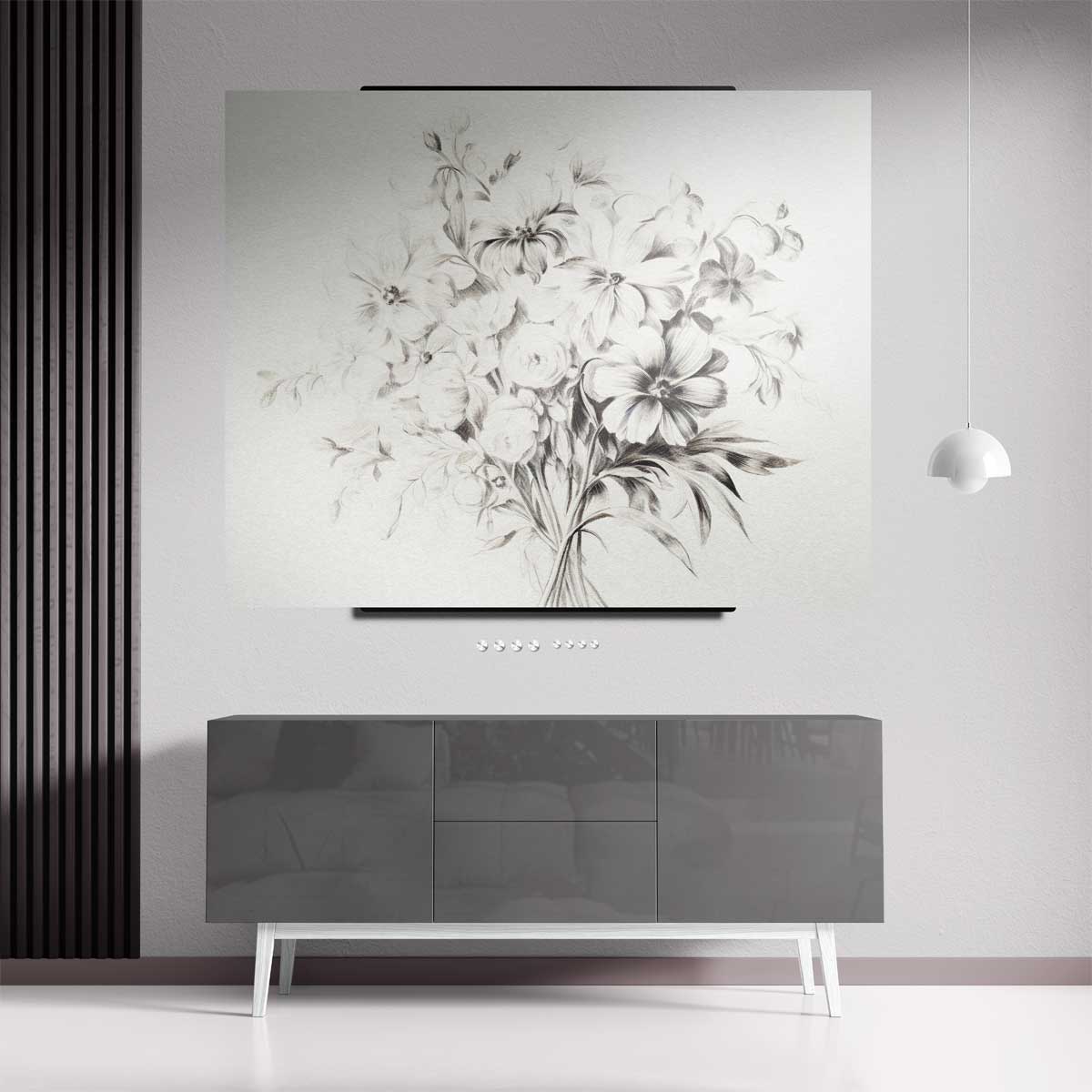 Zwart-wit Bloemenpracht Kunstwerk-canvas-dibond-plexiglas-wanddecoratie-WallArtistic