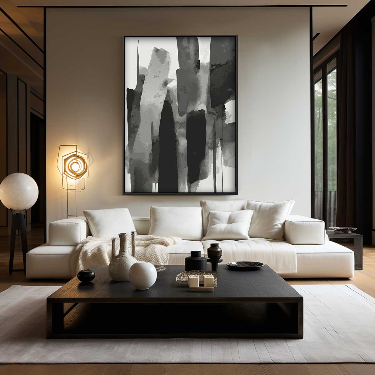 Abstracte Stijlvolle Streken Kunstwerk-canvas-dibond-plexiglas-wanddecoratie-WallArtistic