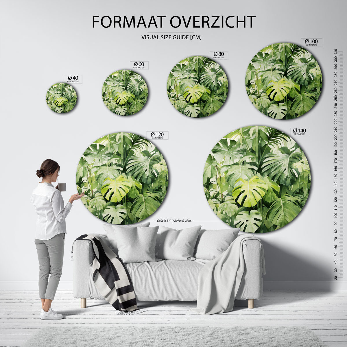 Monstera bladeren Muurcirkel