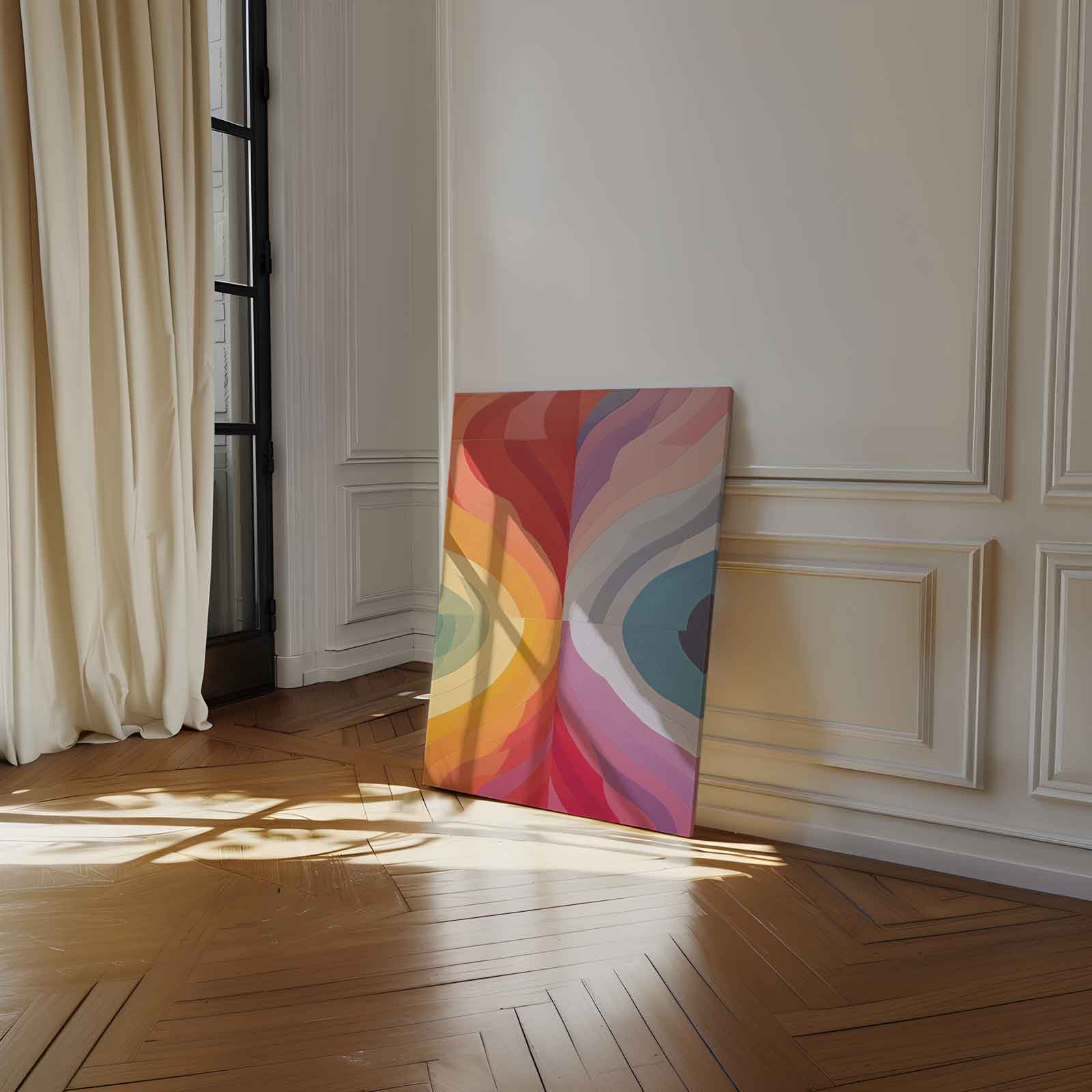 Kleurrijke Golfpatronen Kunstwerk-canvas-dibond-plexiglas-wanddecoratie-WallArtistic