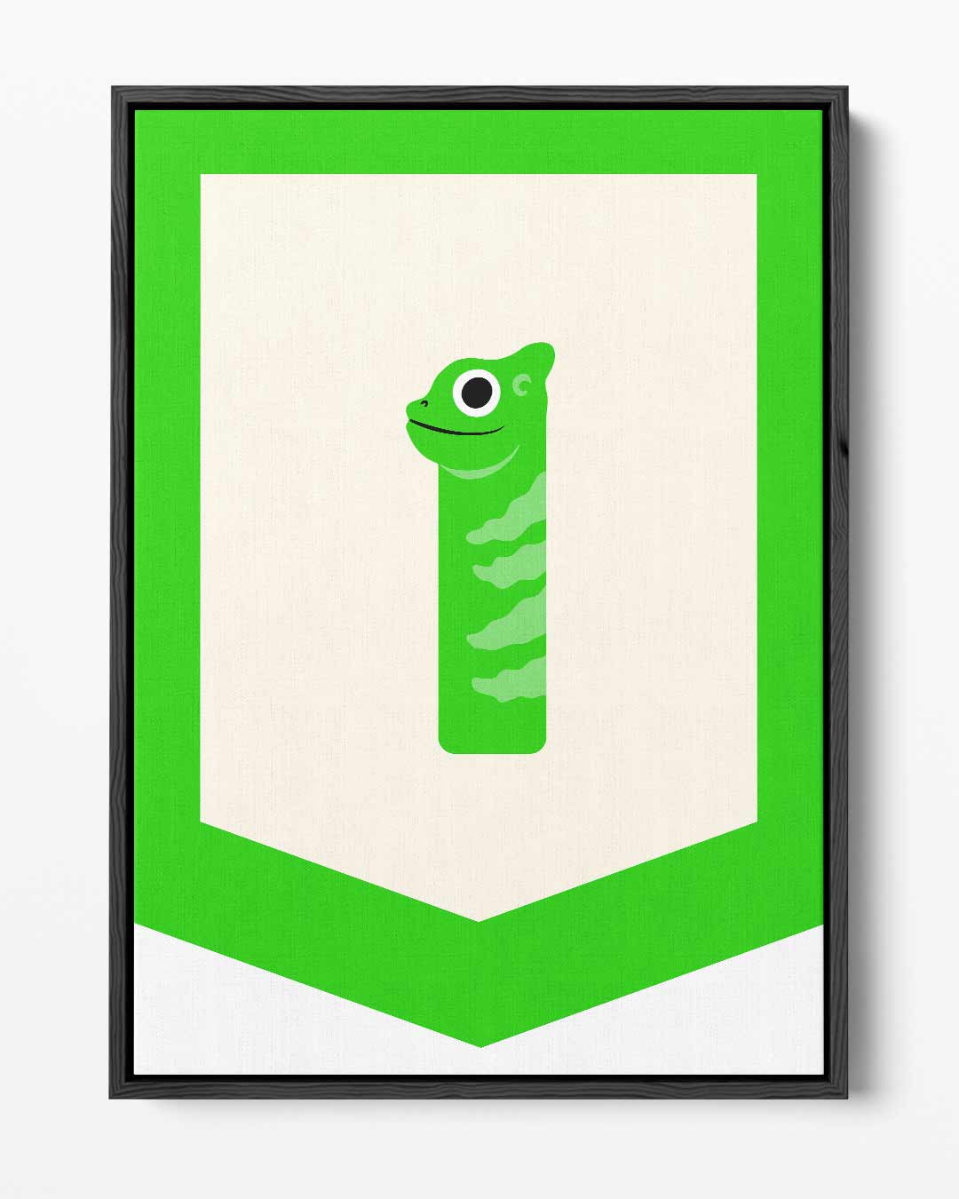 Vrolijke Gecko Illustratie Kunstwerk-canvas-dibond-plexiglas-wanddecoratie-WallArtistic