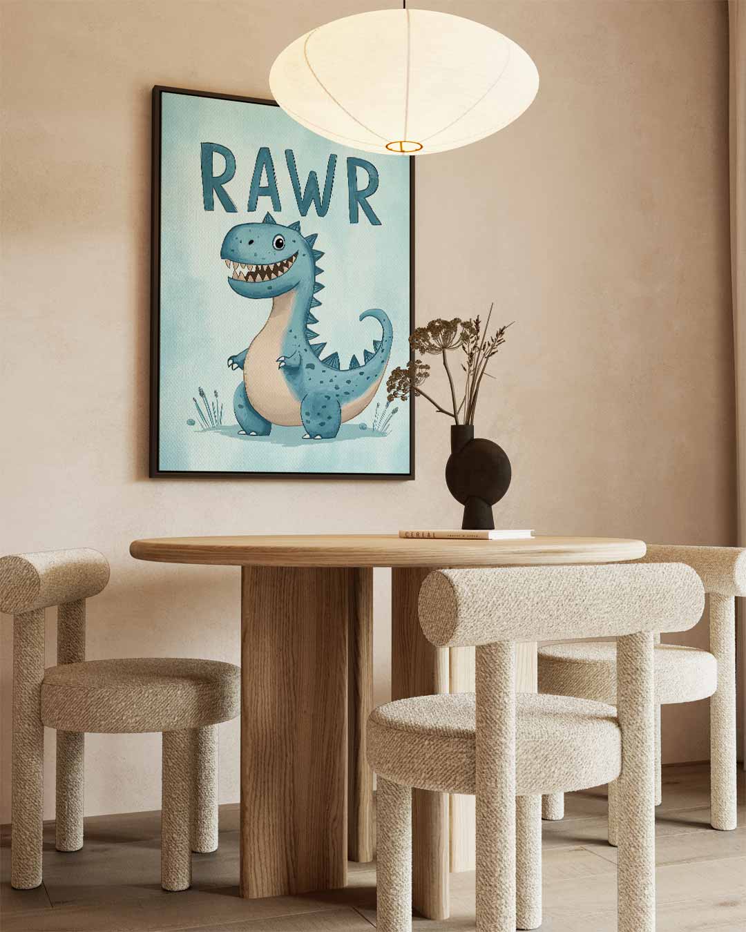 Speelse Dinosauruskunst voor Kinderen Kunstwerk-canvas-dibond-plexiglas-wanddecoratie-WallArtistic