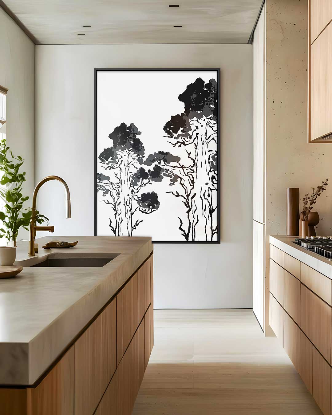 Zwart-wit Bospracht Kunstwerk-canvas-dibond-plexiglas-wanddecoratie-WallArtistic