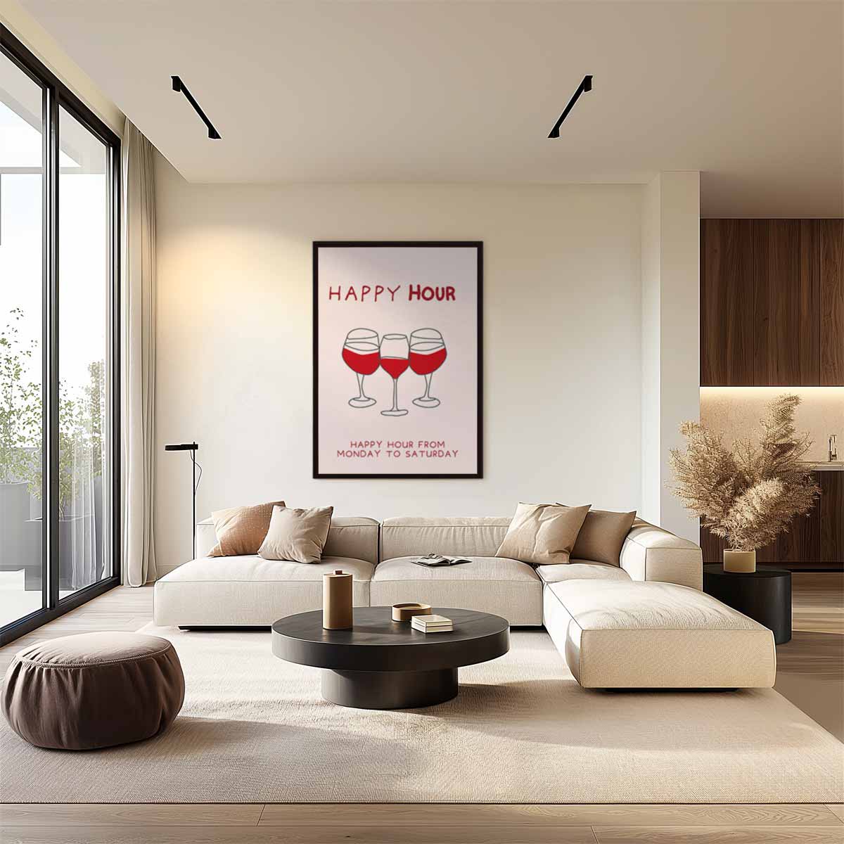 Happy Hour Illustratie Kunstwerk-canvas-dibond-plexiglas-wanddecoratie-WallArtistic