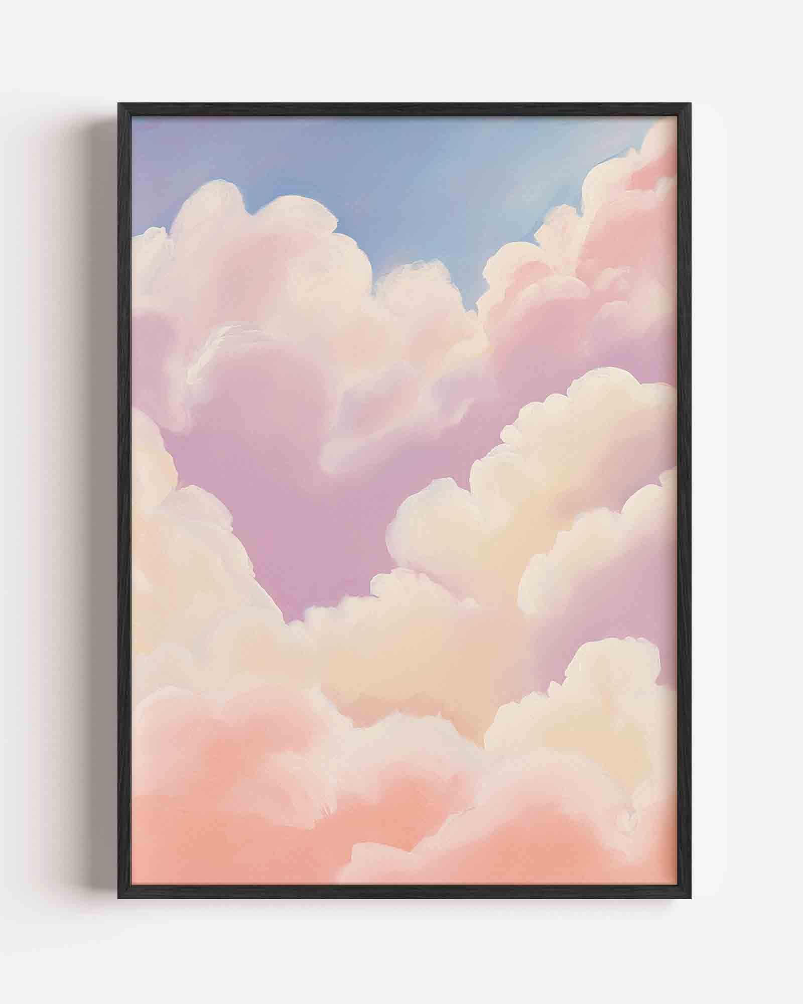 Zachtroze wolken Poster