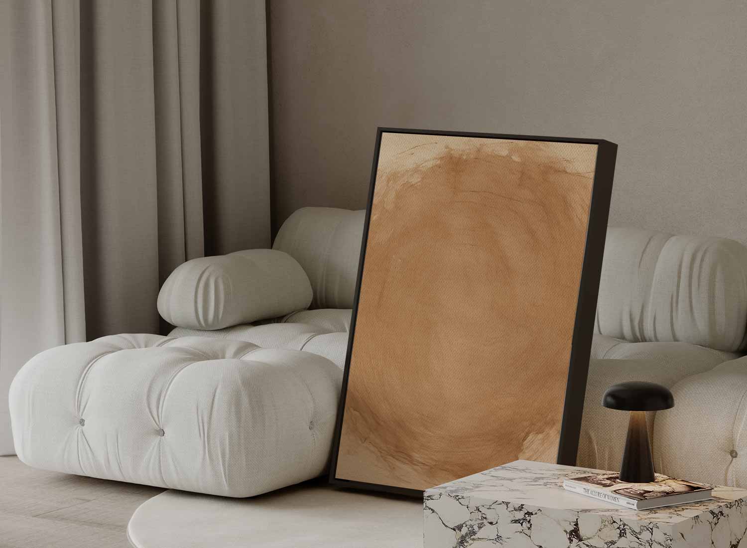 Zachte Okratonen Waterverf Kunstwerk-canvas-dibond-plexiglas-wanddecoratie-WallArtistic