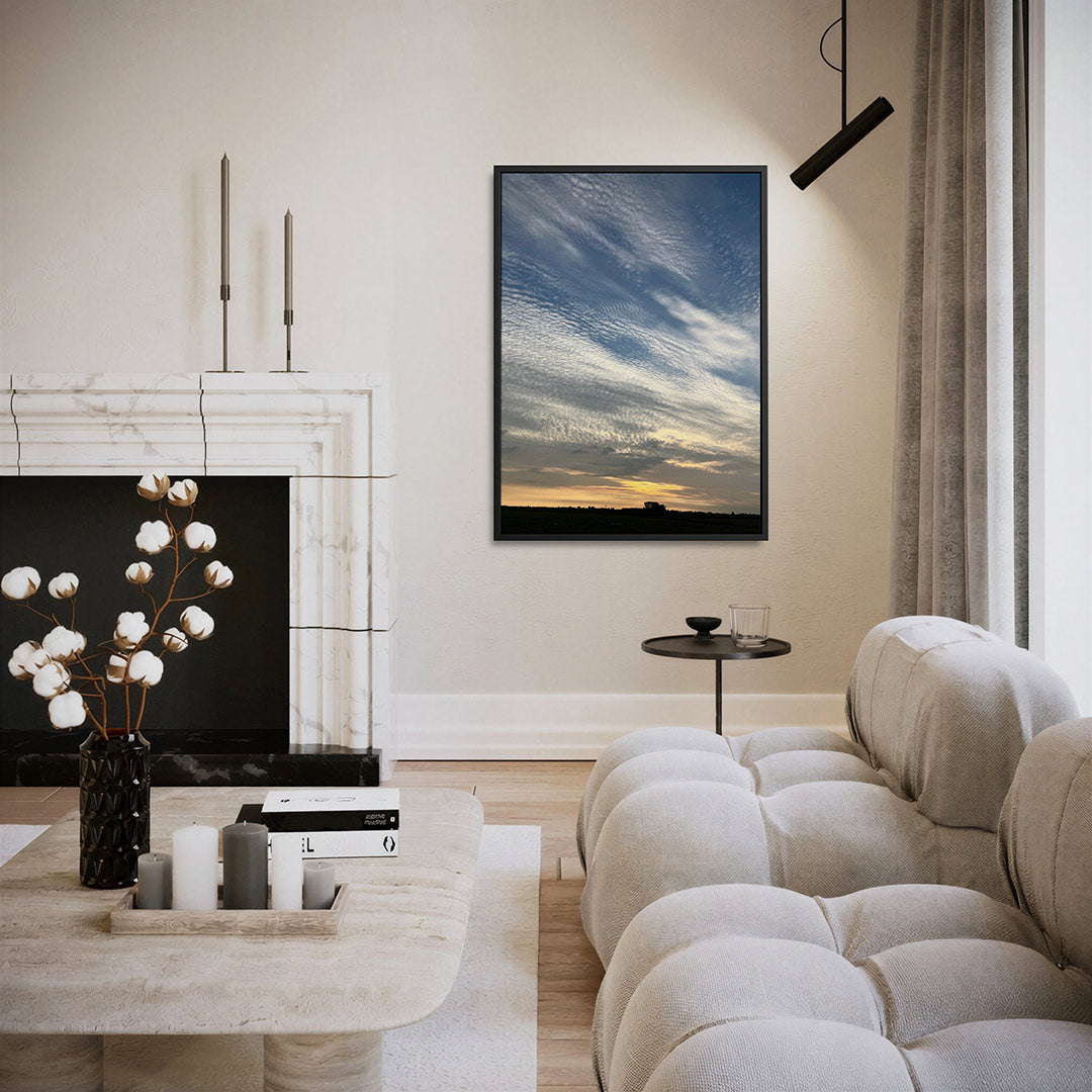 Wolkenlucht bij zonsondergang Kunstwerk