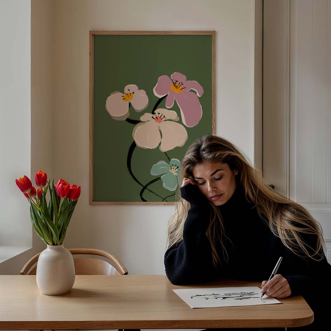 Bloemenpracht in Pasteltinten Poster-WallArtistic