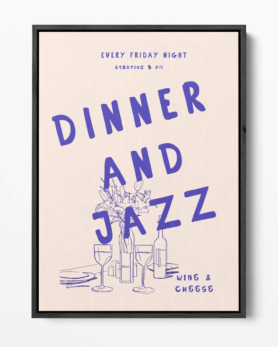 Avondje Uit: Diner en Jazz Kunstwerk-canvas-dibond-plexiglas-wanddecoratie-WallArtistic