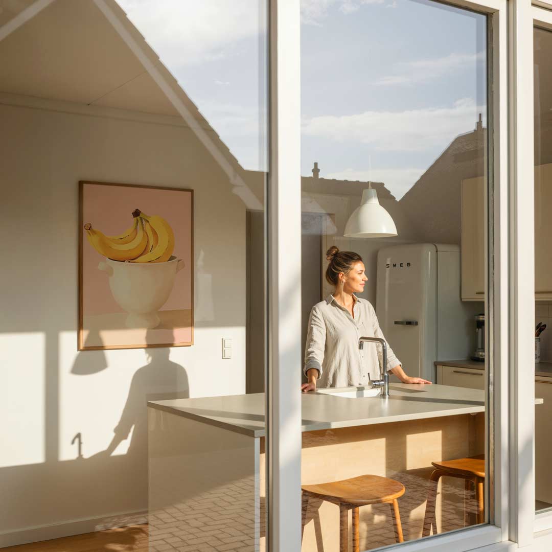 Stijlvolle Bananen op Pastelroze Poster-WallArtistic