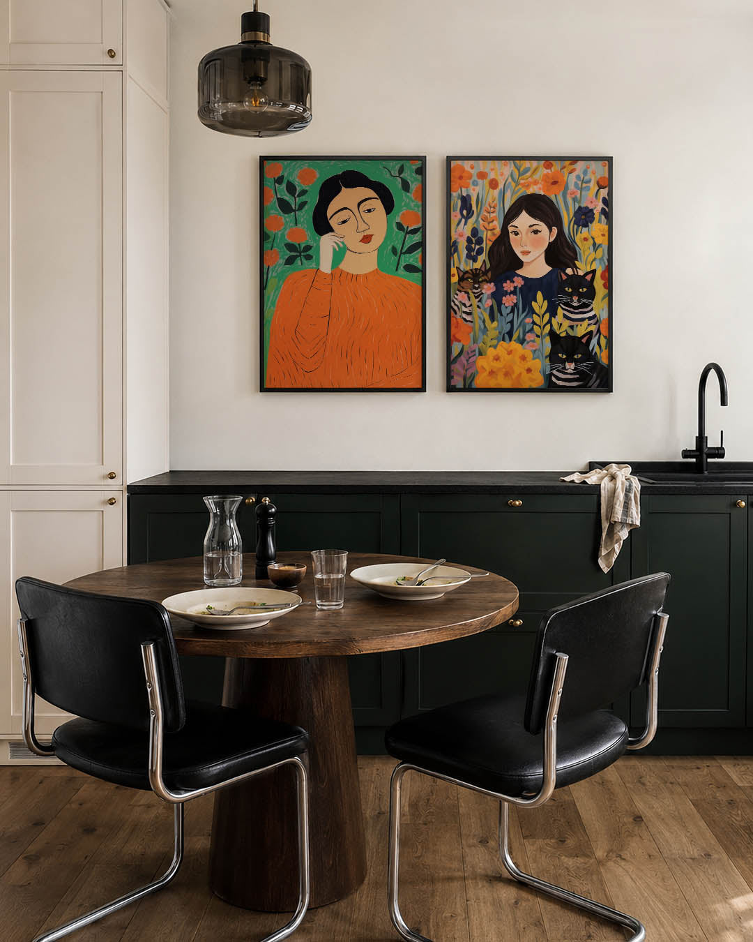 Vrouw en bloemen Posterset