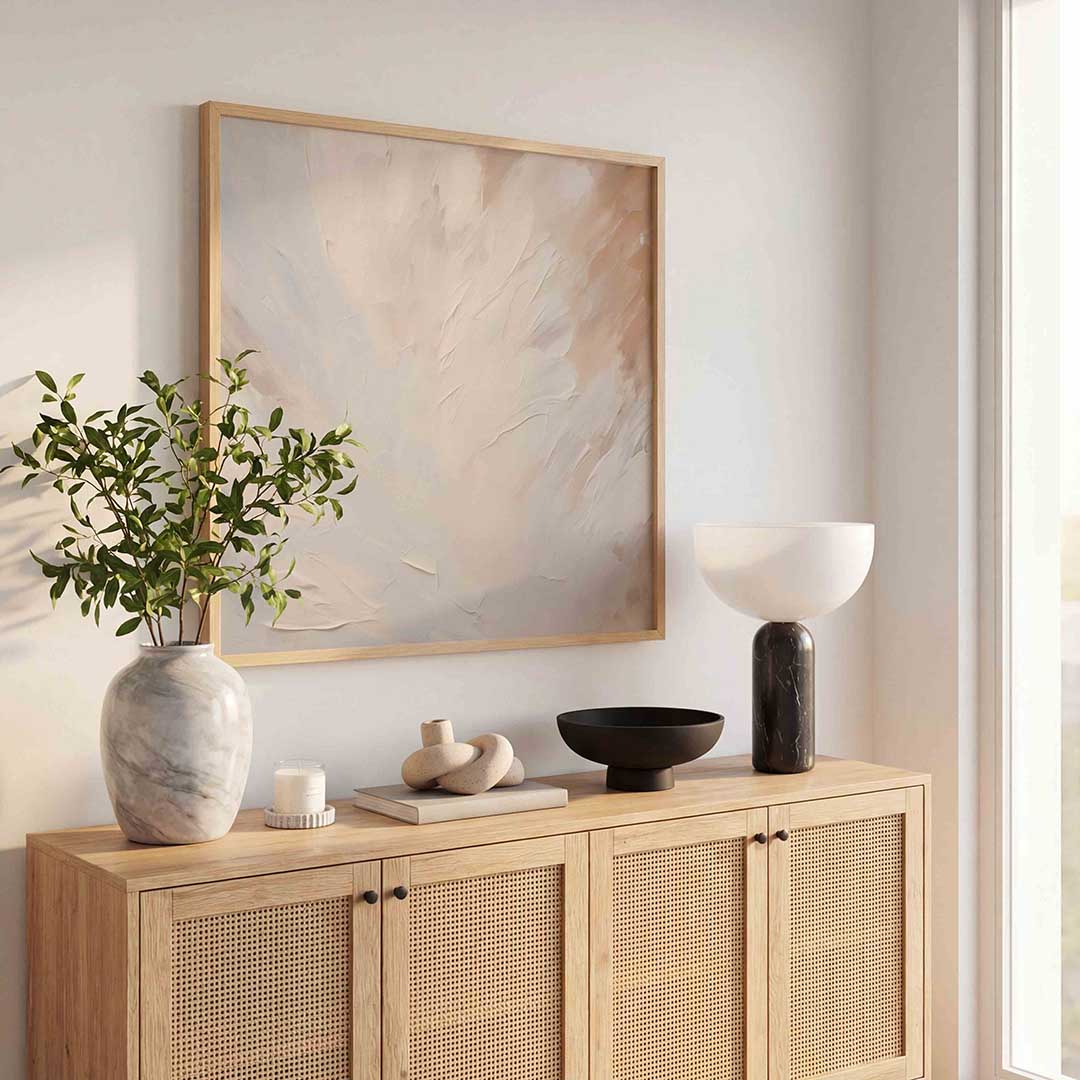 Abstracte beige en witte Poster