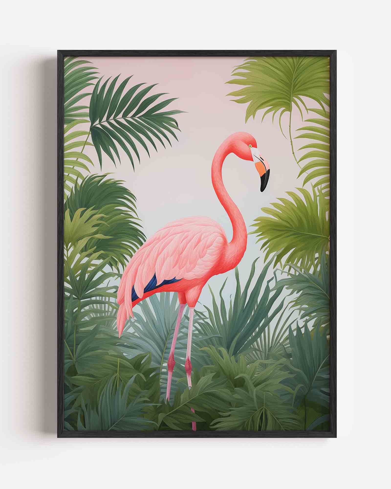 Flamingo tussen bladeren Poster