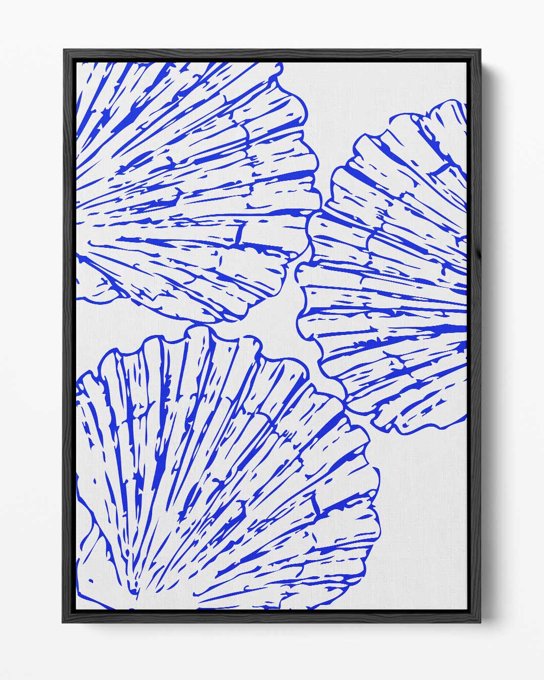 Blauwe schelpenpatroon Kunstwerk-canvas-dibond-plexiglas-wanddecoratie-WallArtistic