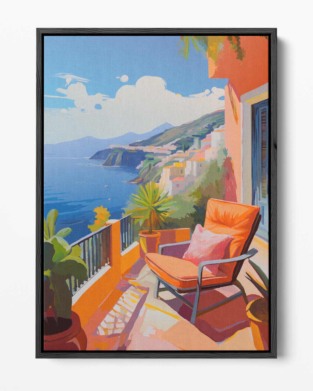 Zonnige Mediterrane Balkon Kunstwerk-canvas-dibond-plexiglas-wanddecoratie-WallArtistic