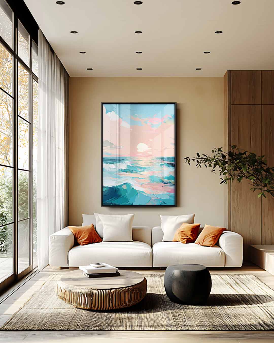 Zonsondergang aan Zee Kunstwerk-canvas-dibond-plexiglas-wanddecoratie-WallArtistic