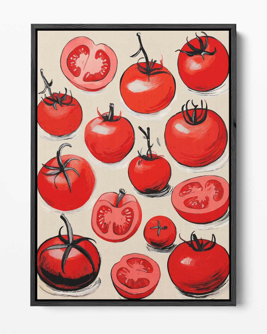 Speelse Tomaten Illustratie Kunstwerk-canvas-dibond-plexiglas-wanddecoratie-WallArtistic