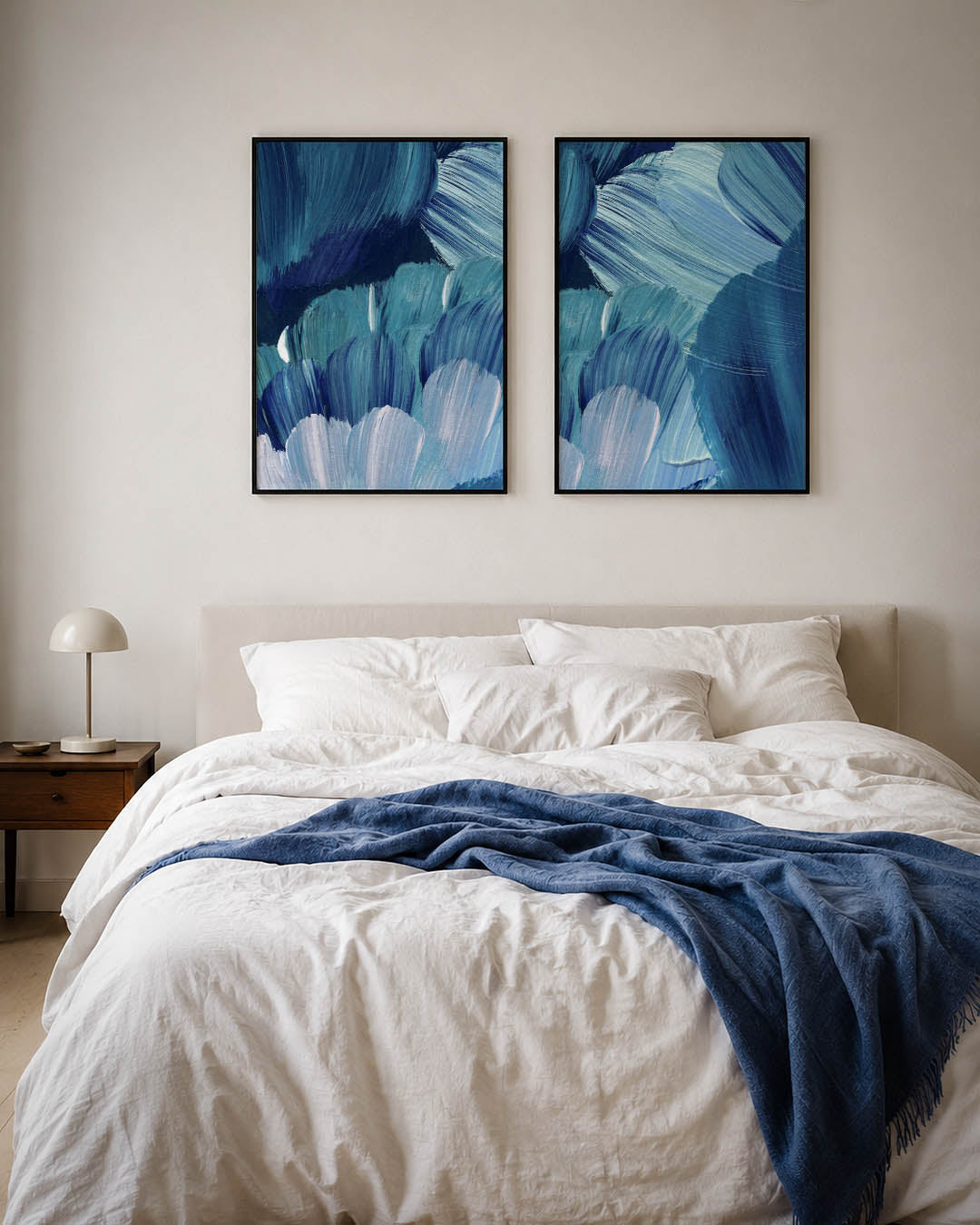 Blauwe borstelstreken Posterset