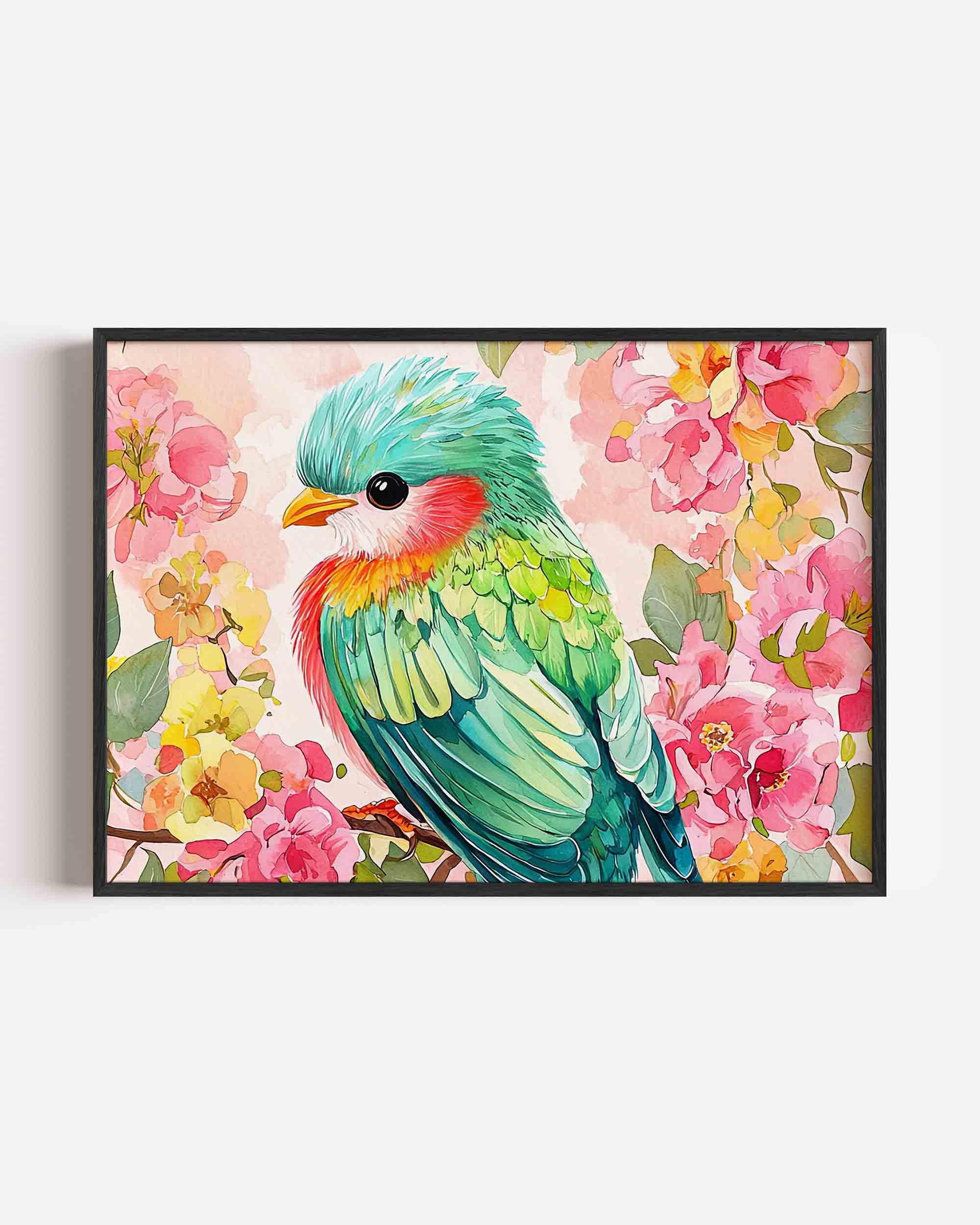 Vogel en bloemen Poster