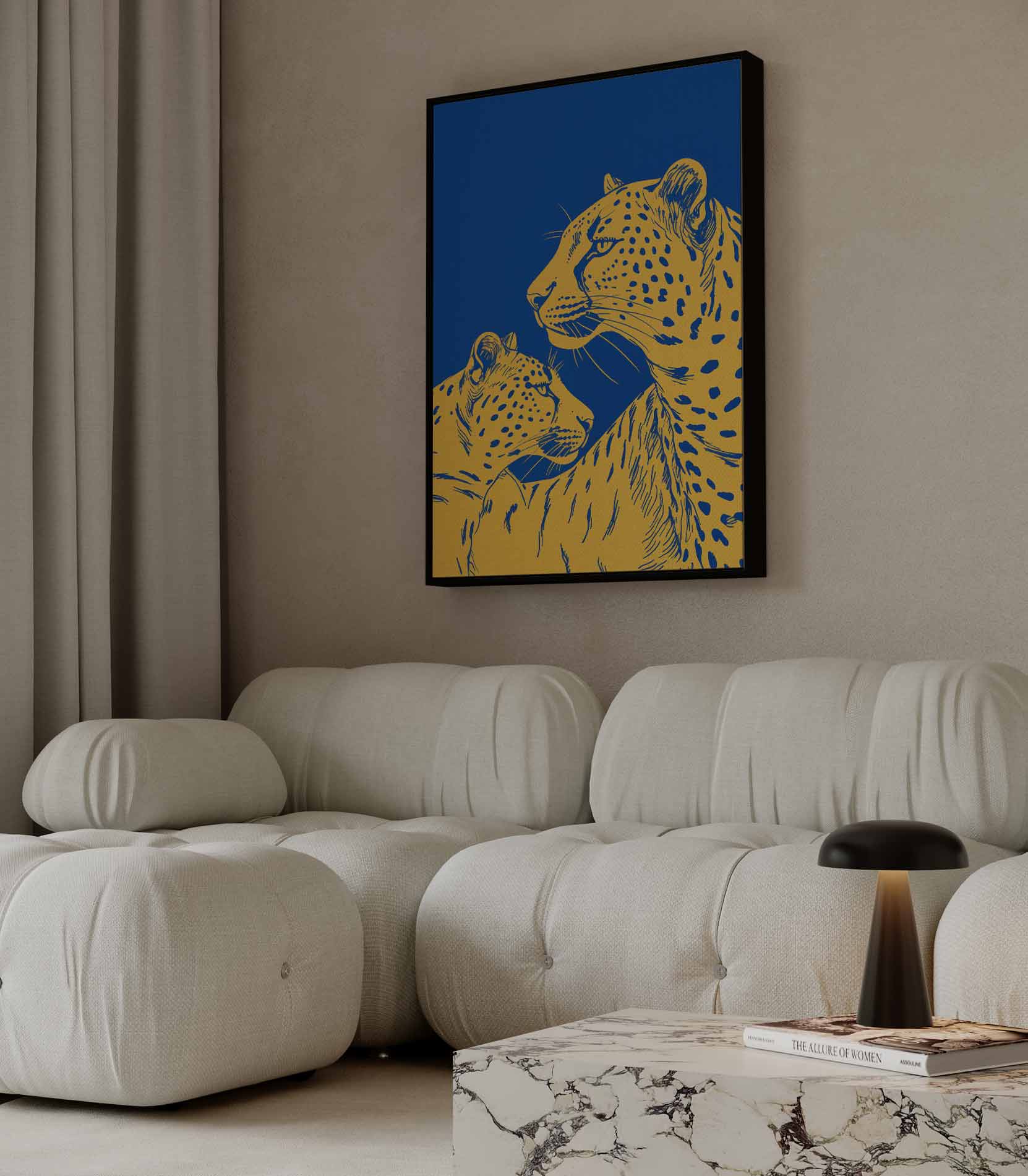 Twee Leoparden in Harmonie Kunstwerk-canvas-dibond-plexiglas-wanddecoratie-WallArtistic