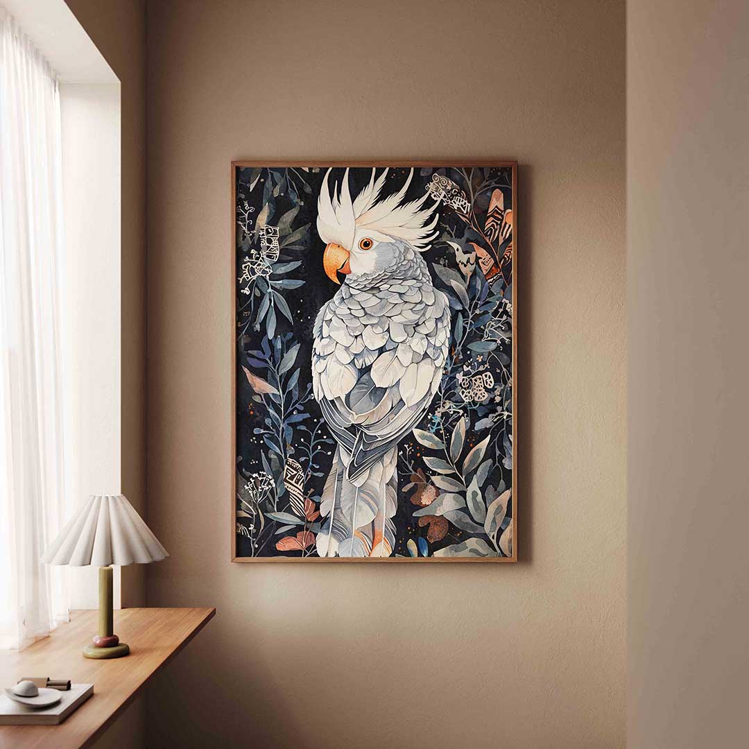 Papegaai en bladeren Poster