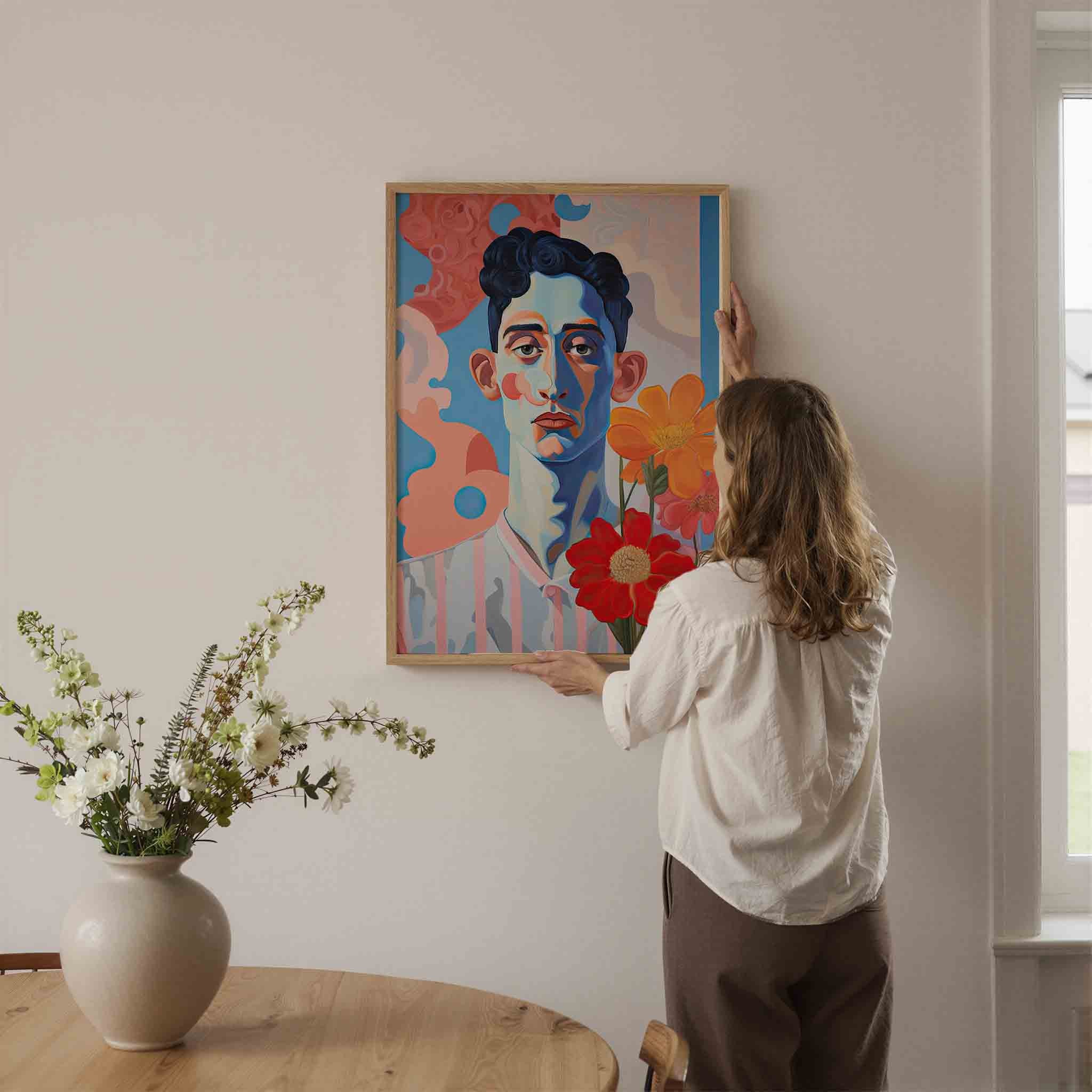 Portret met bloemen Poster