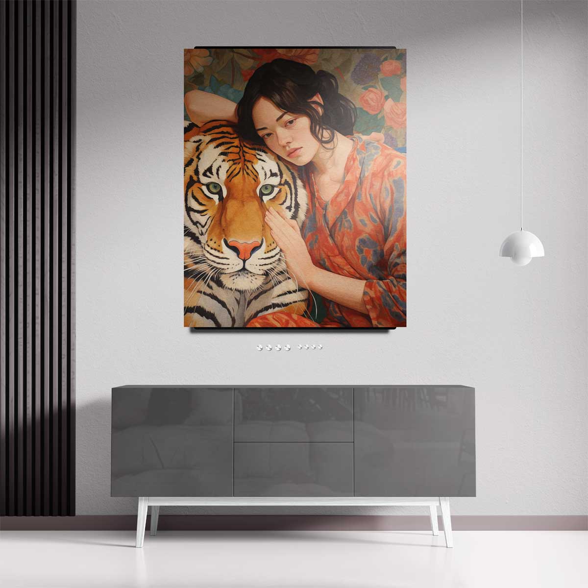 Betoverende Band tussen Mens en Tijger Kunstwerk-canvas-dibond-plexiglas-wanddecoratie-WallArtistic