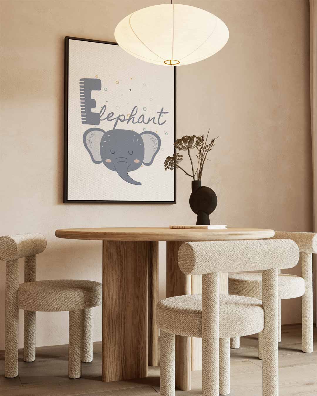 Dromerige Olifant Illustratie Kunstwerk-canvas-dibond-plexiglas-wanddecoratie-WallArtistic