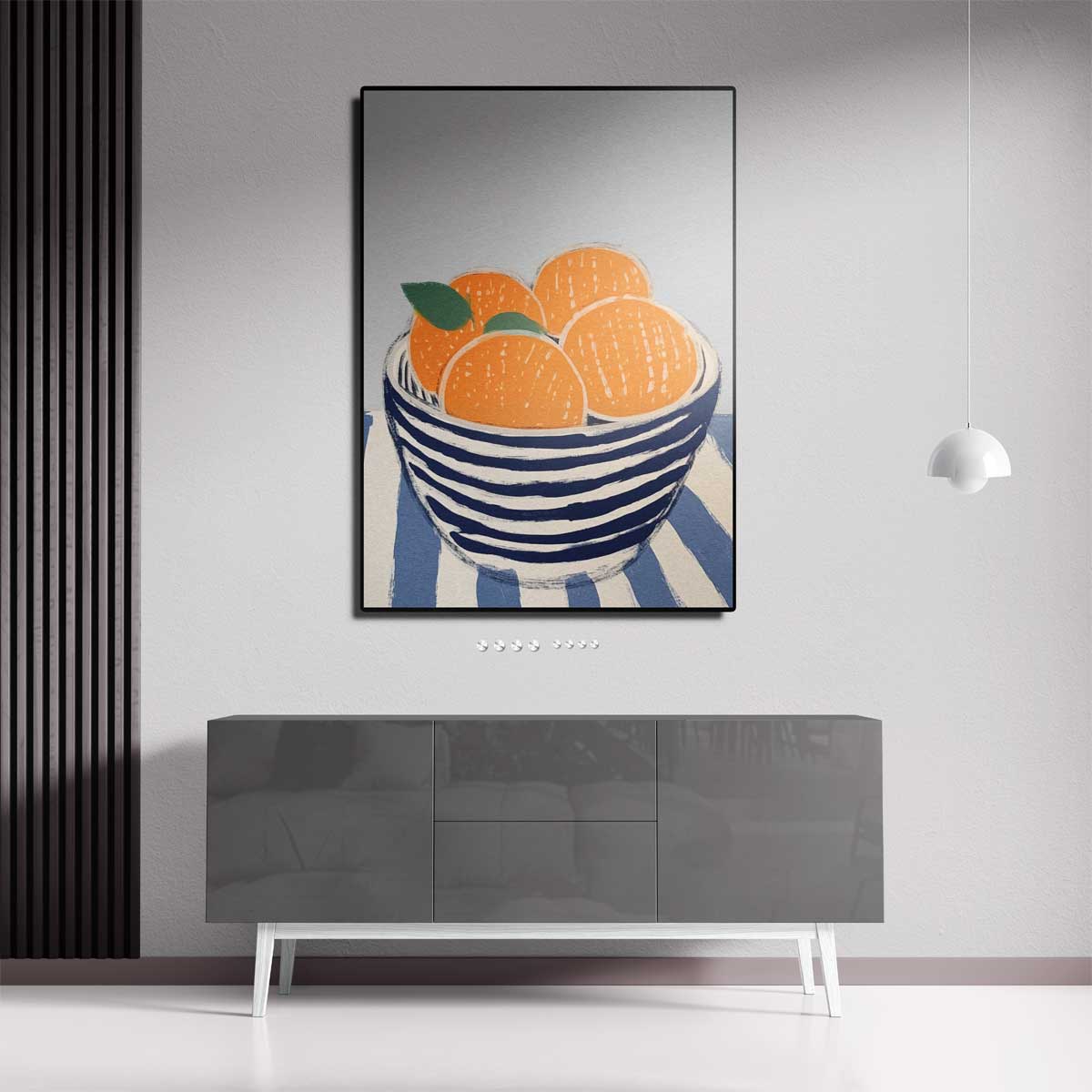 Zomerse Citrus in Streepjeskom Kunstwerk-canvas-dibond-plexiglas-wanddecoratie-WallArtistic