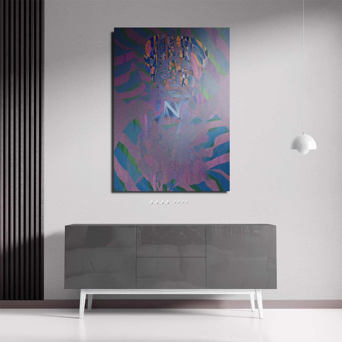 Kleurrijke Harmonie: Mystieke Portret Kunstwerk-canvas-dibond-plexiglas-wanddecoratie-WallArtistic