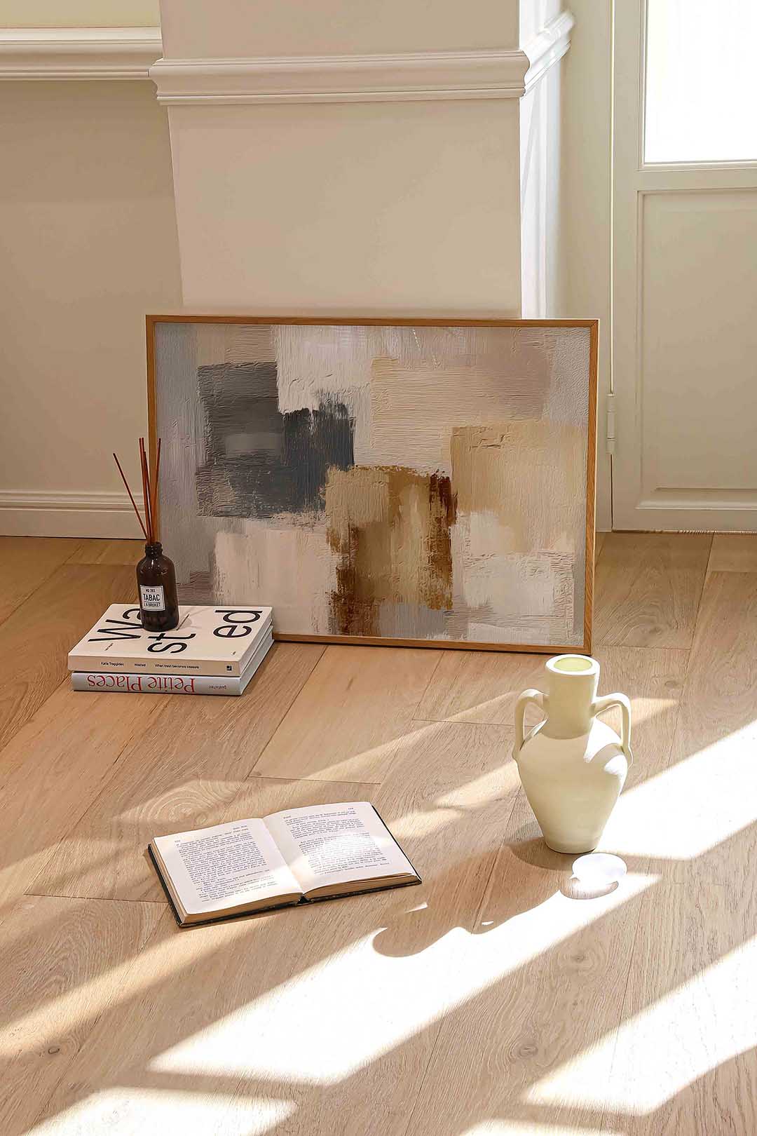 Abstracte beige en grijze vlakken Poster