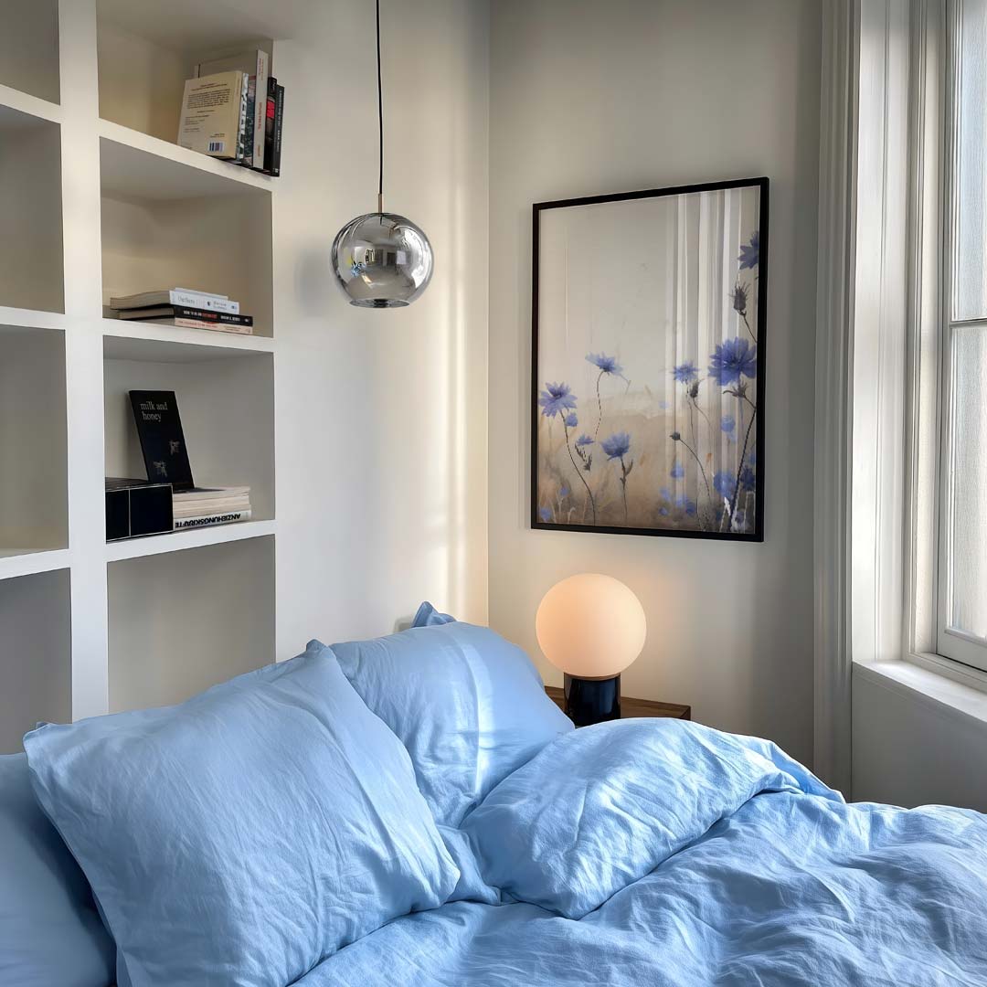 Dromerige Blauwe Bloemen Waterverf Poster-WallArtistic