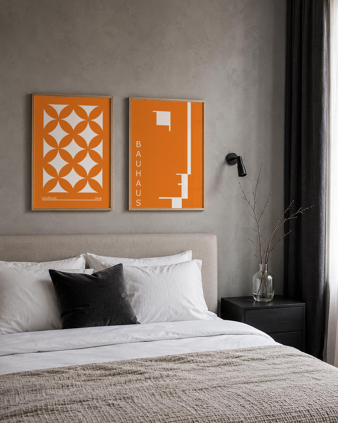 Oranje cirkelpatroon Posterset