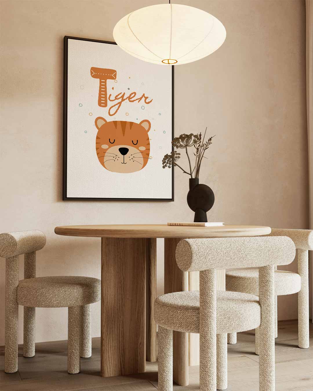 Schattige Tijger Illustratie Kunstwerk-canvas-dibond-plexiglas-wanddecoratie-WallArtistic