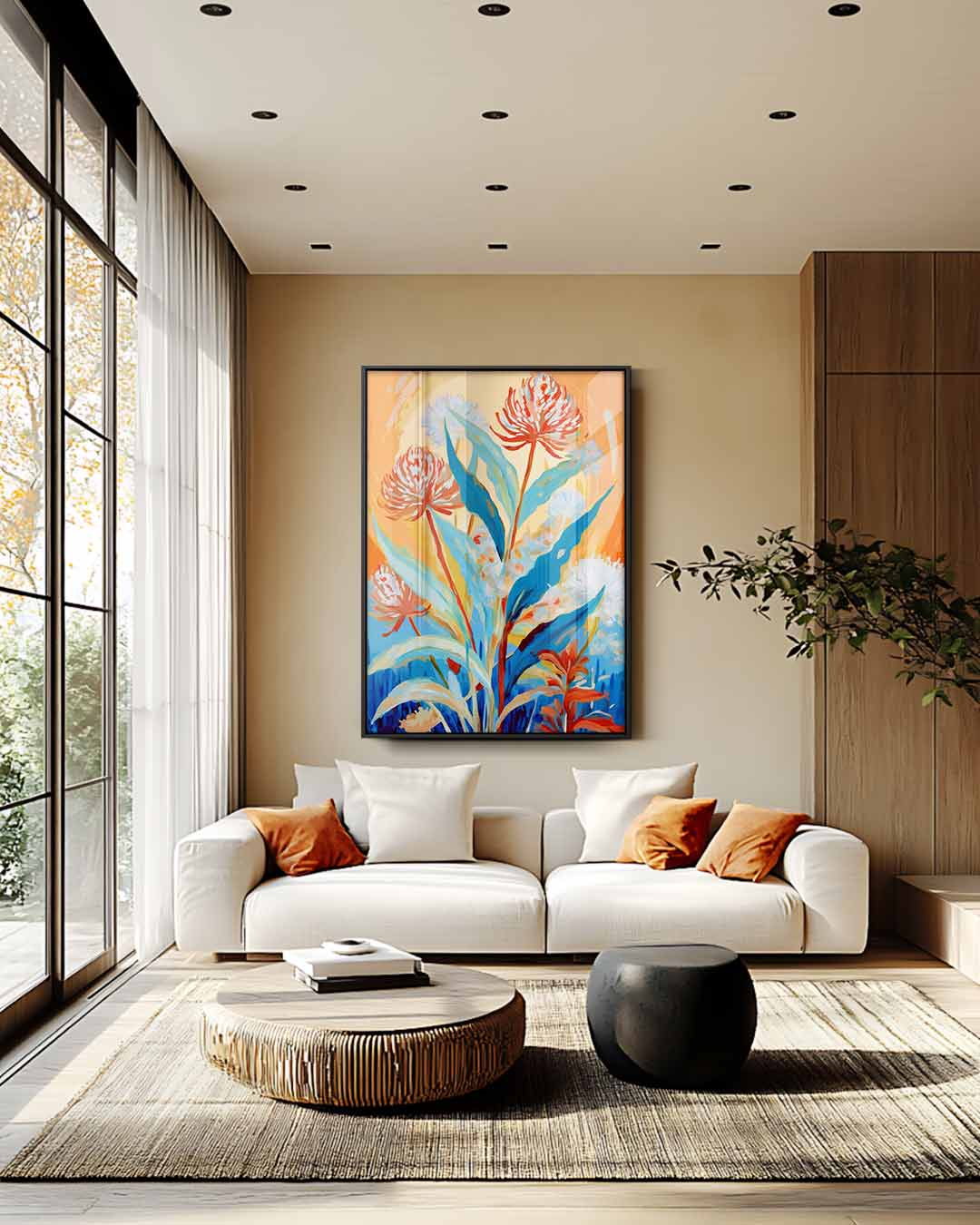 Zonnig Bloemenspektakel Kunstwerk-canvas-dibond-plexiglas-wanddecoratie-WallArtistic