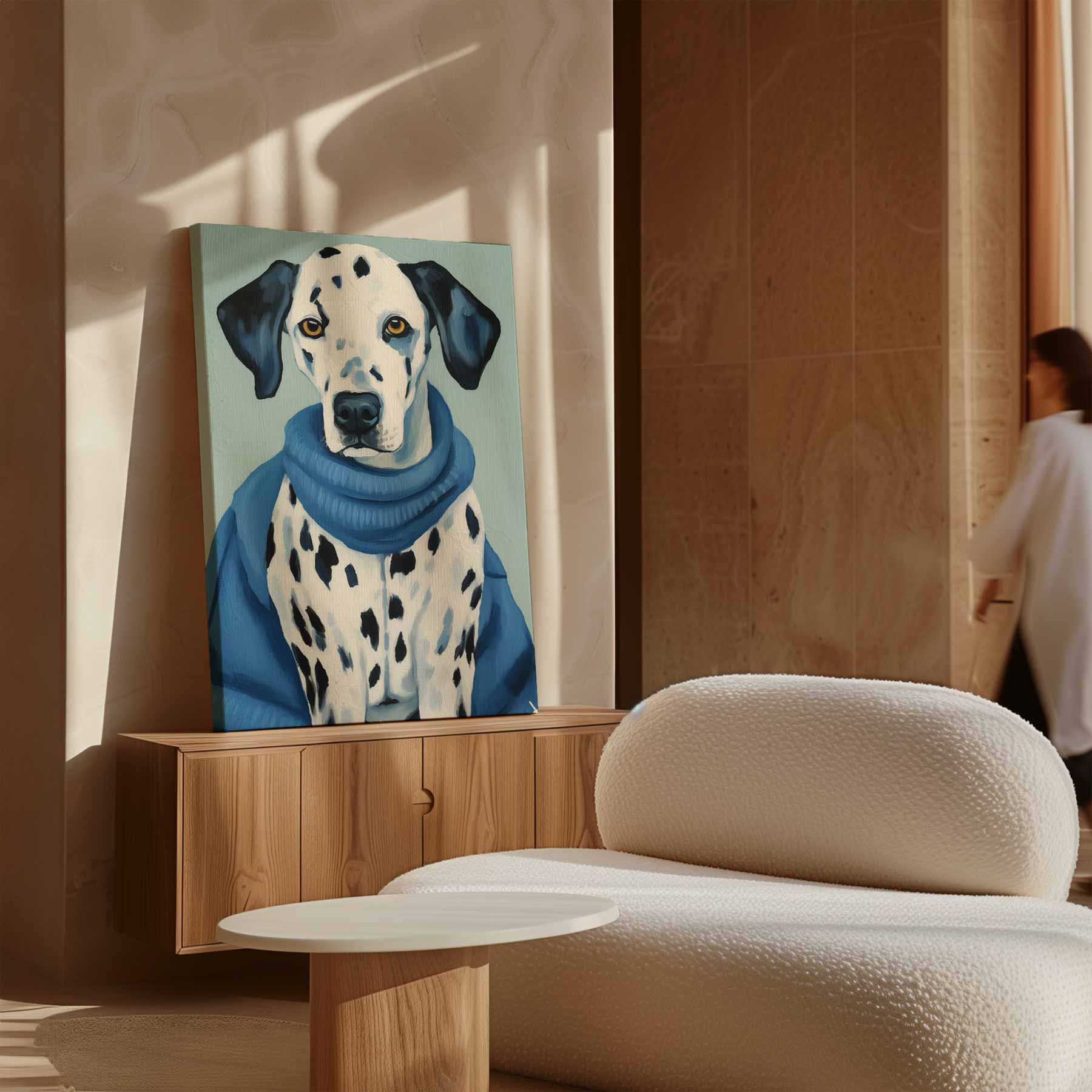 Modieuze Dalmatiër in Blauw Kunstwerk-canvas-dibond-plexiglas-wanddecoratie-WallArtistic