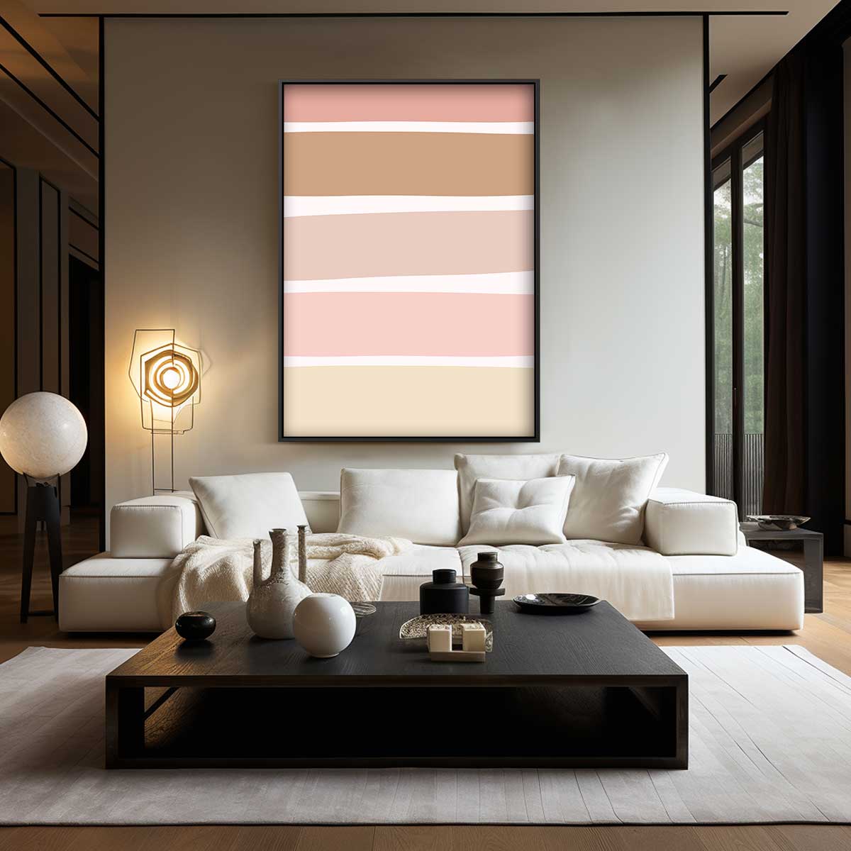 Zachte Aardetinten Strepen Kunstwerk-canvas-dibond-plexiglas-wanddecoratie-WallArtistic