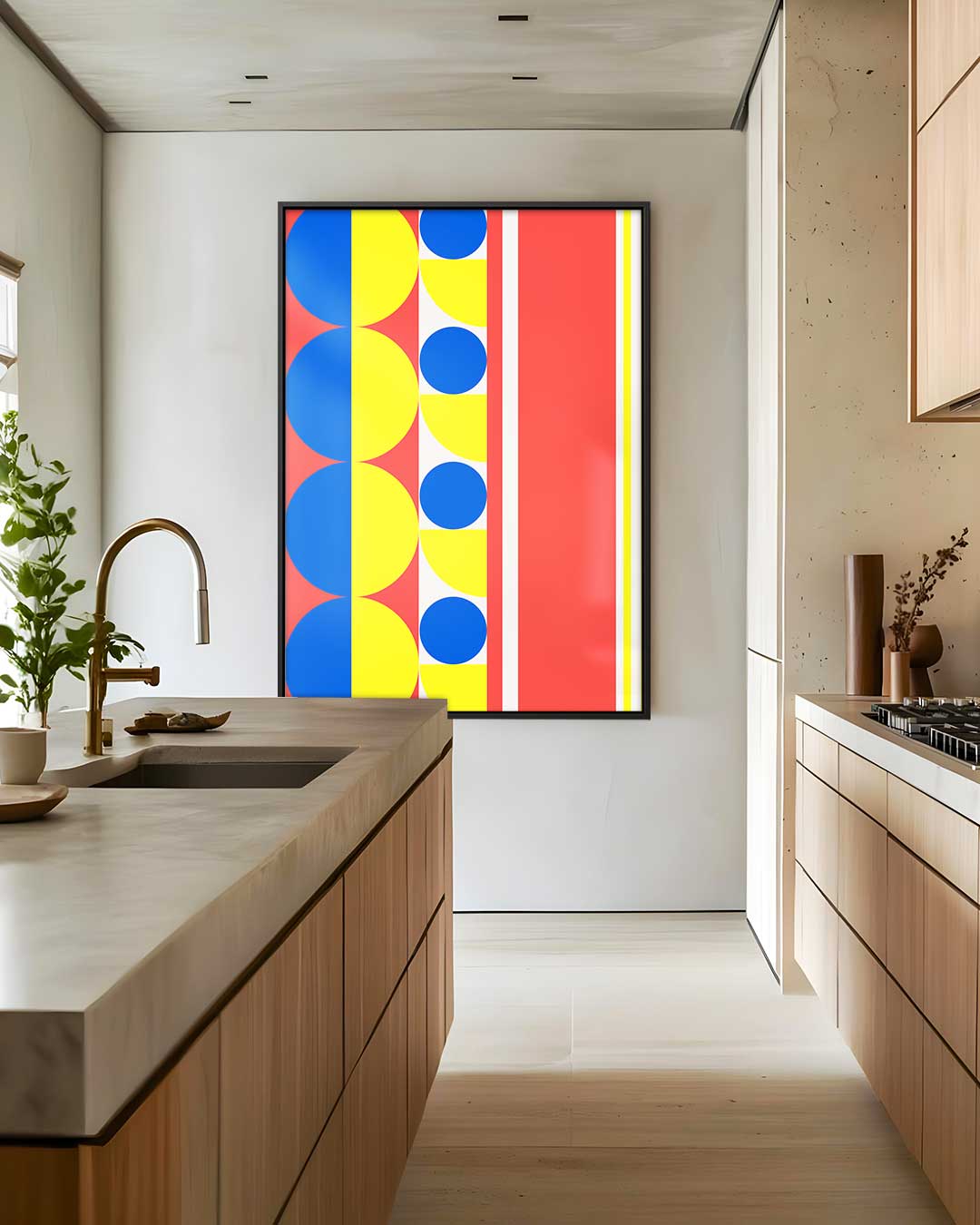 Kleurrijke Geometrische Abstractie Kunstwerk-canvas-dibond-plexiglas-wanddecoratie-WallArtistic