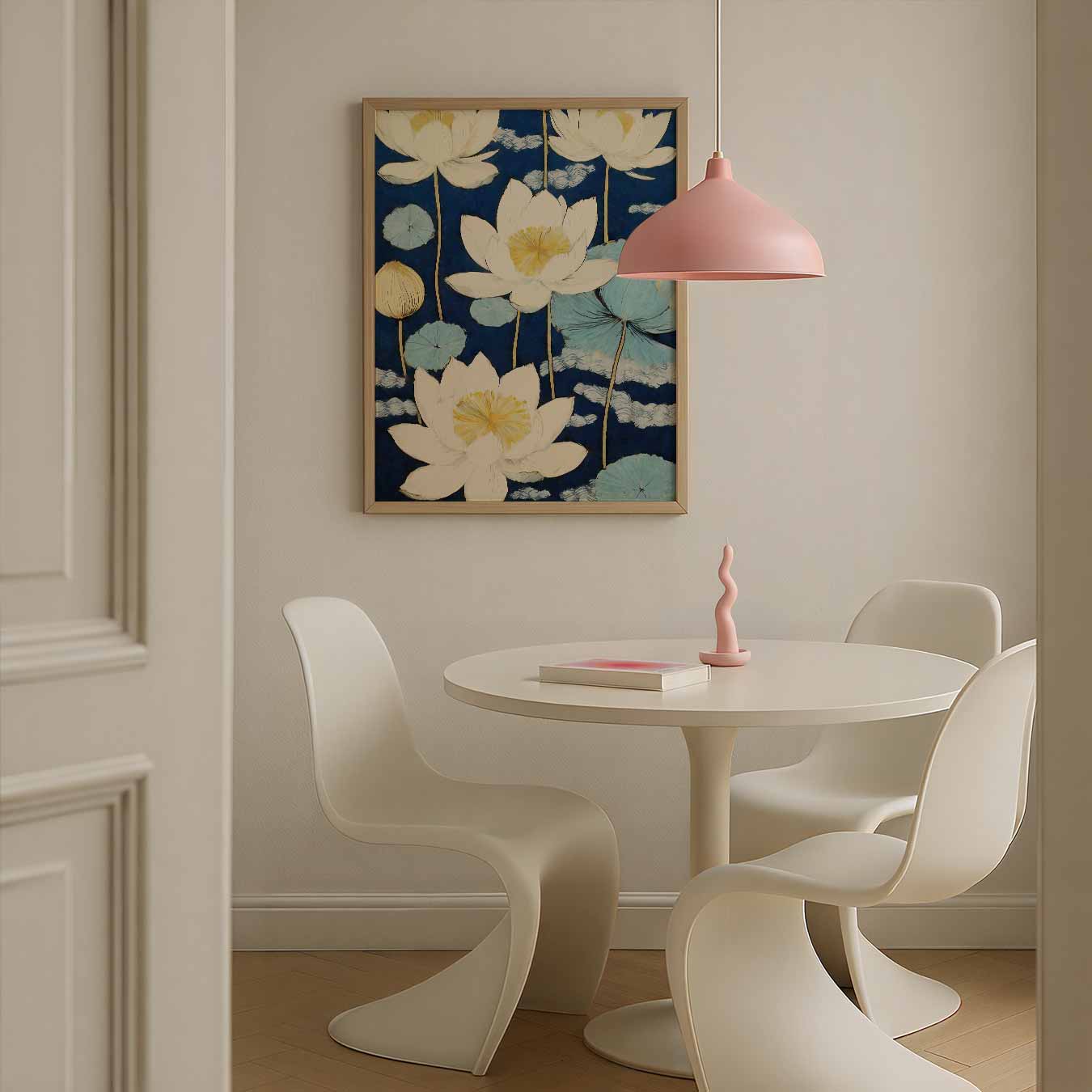 Charmante Lotus Bloemen op Blauw Poster